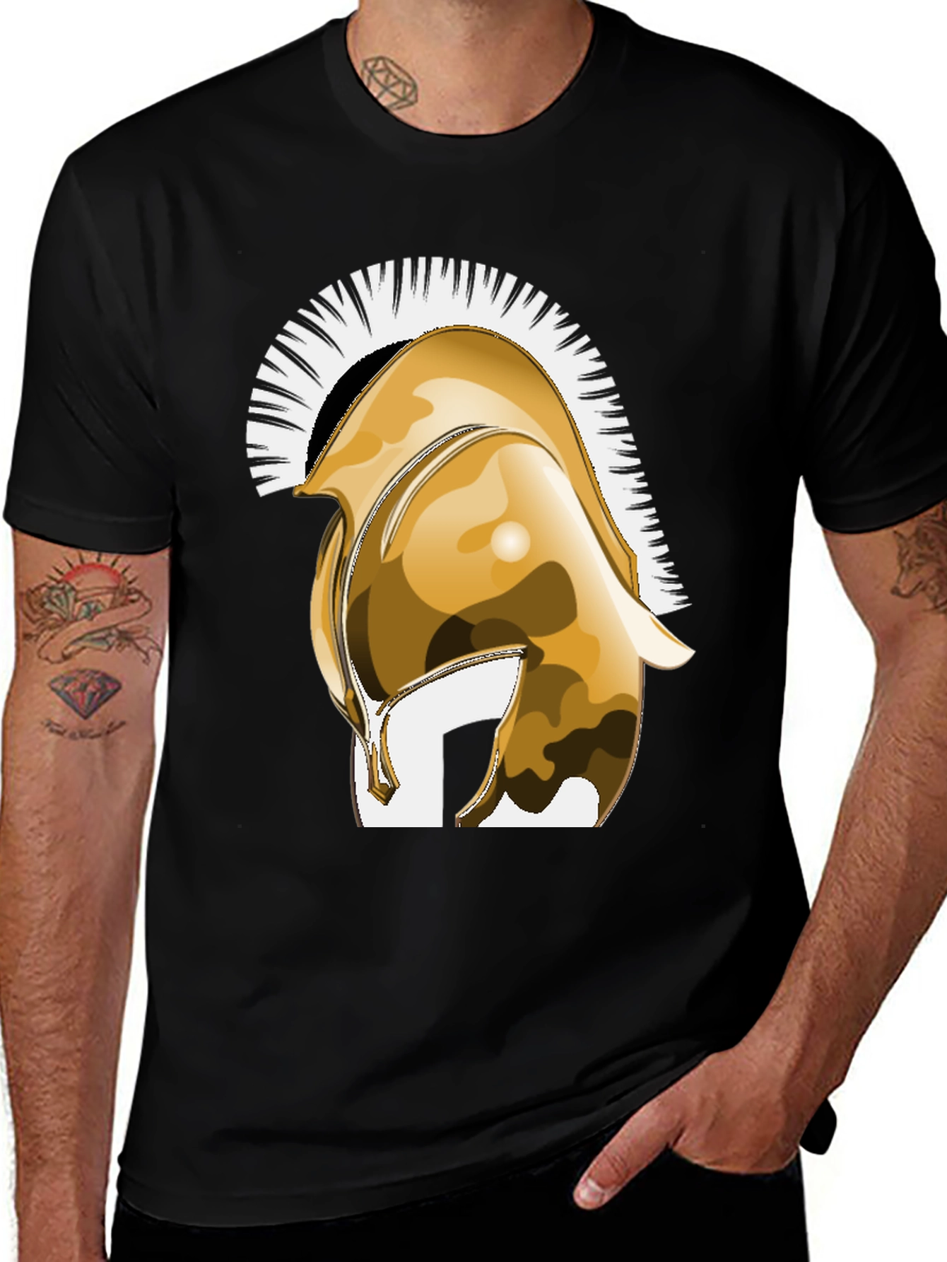 Variant 17 of Spartan Warrior Helmet Graphic Tee - Black