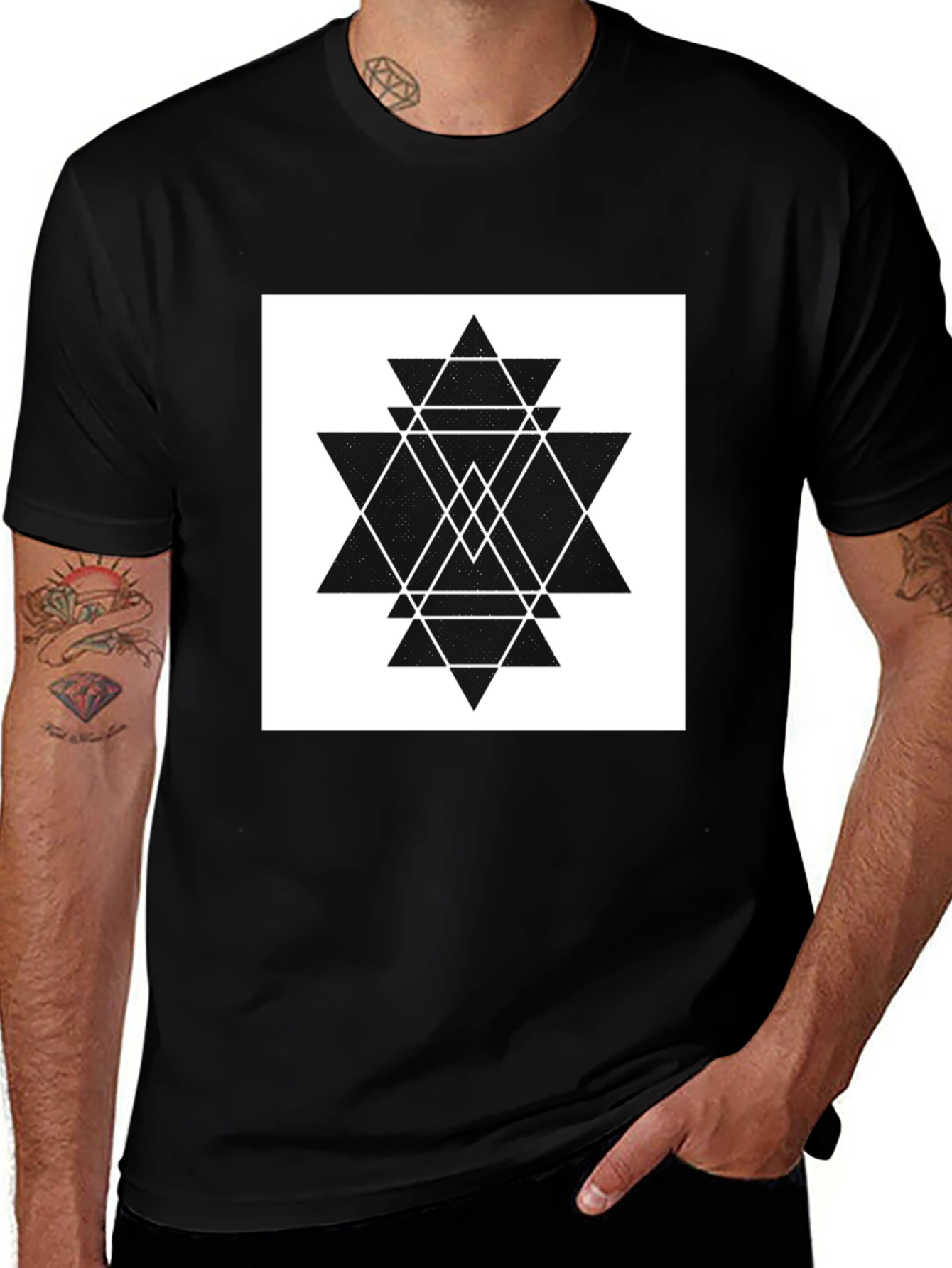 Variant 22 of Geometric Design Black T-Shirt
