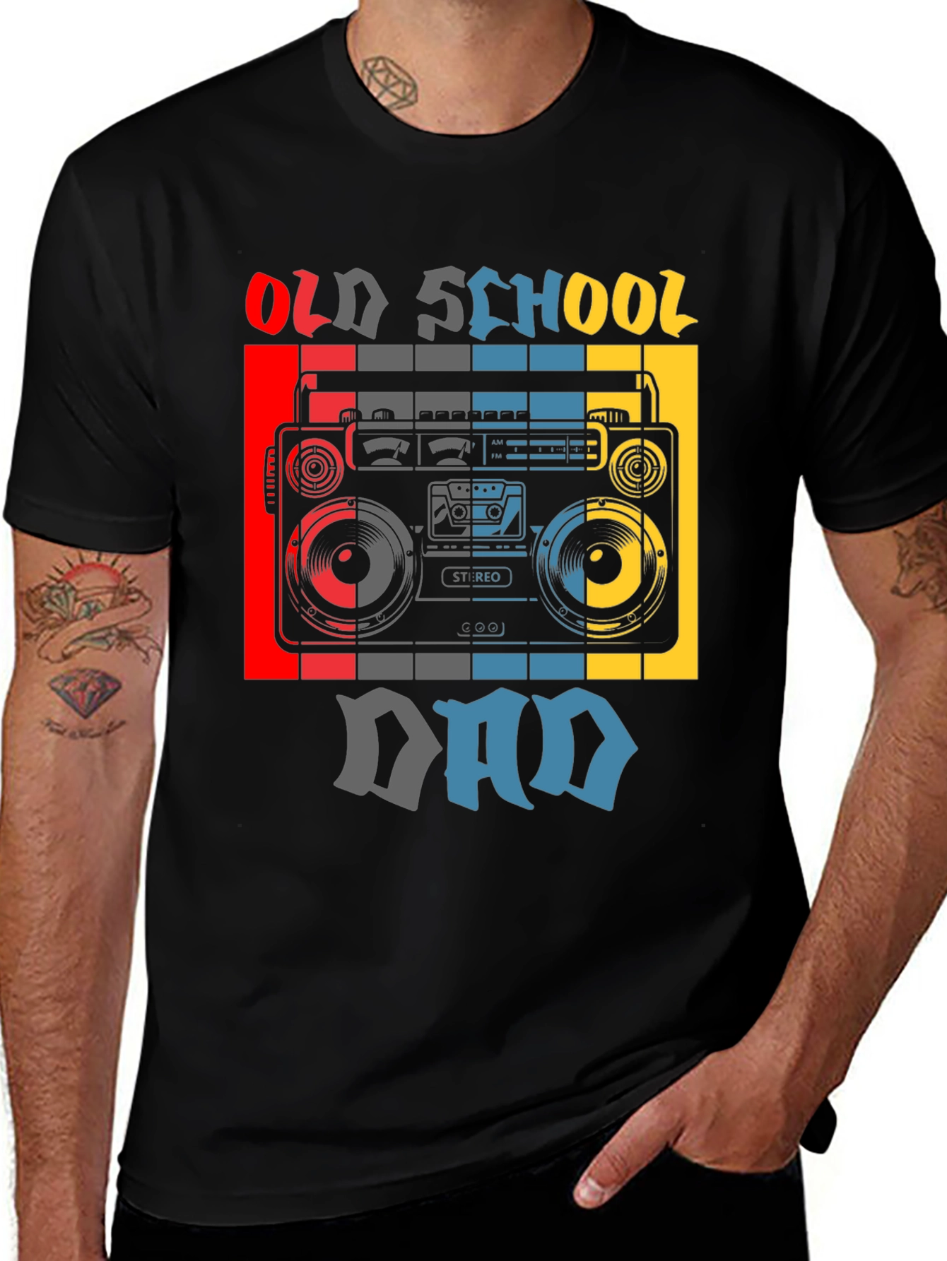 Variant 25 of Old School Dad Boombox Graphic Tee - Retro Style