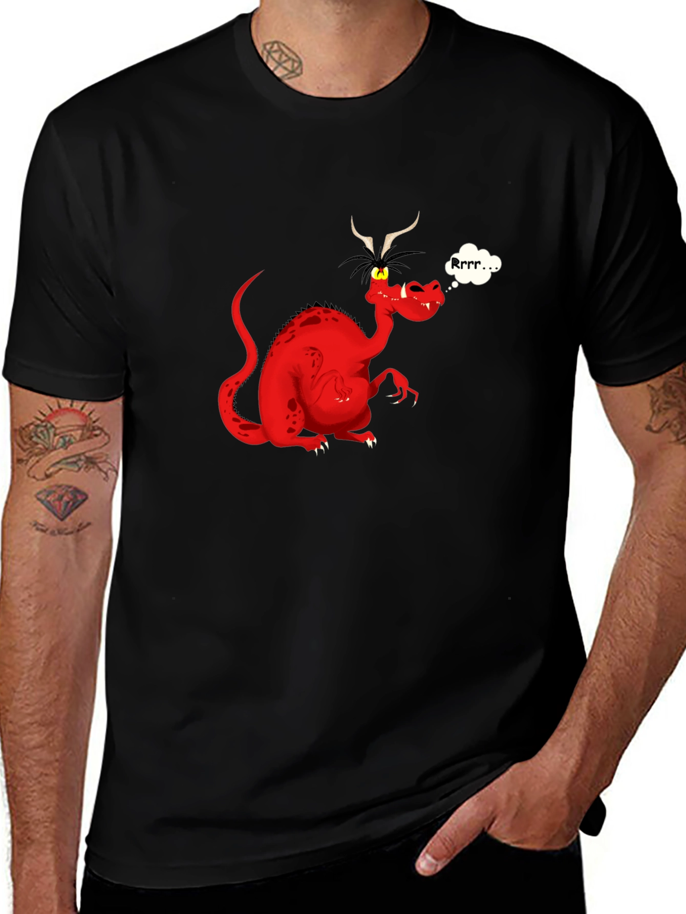 Variant 8 of Rrrr... Dragon T-Shirt - Black Cotton Tee