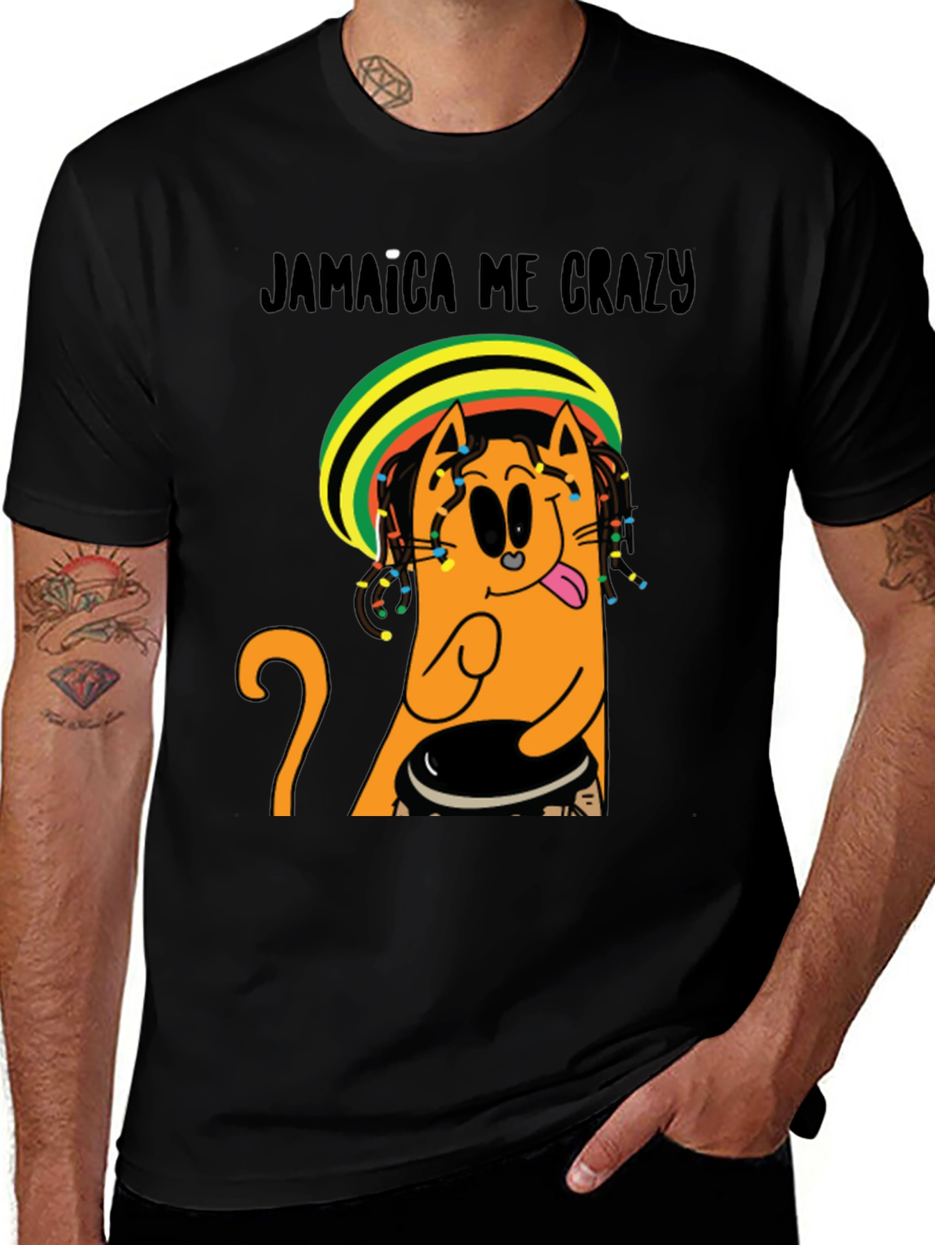 Variant 25 of Jamaica Me Crazy T-Shirt - Cat Reggae Design