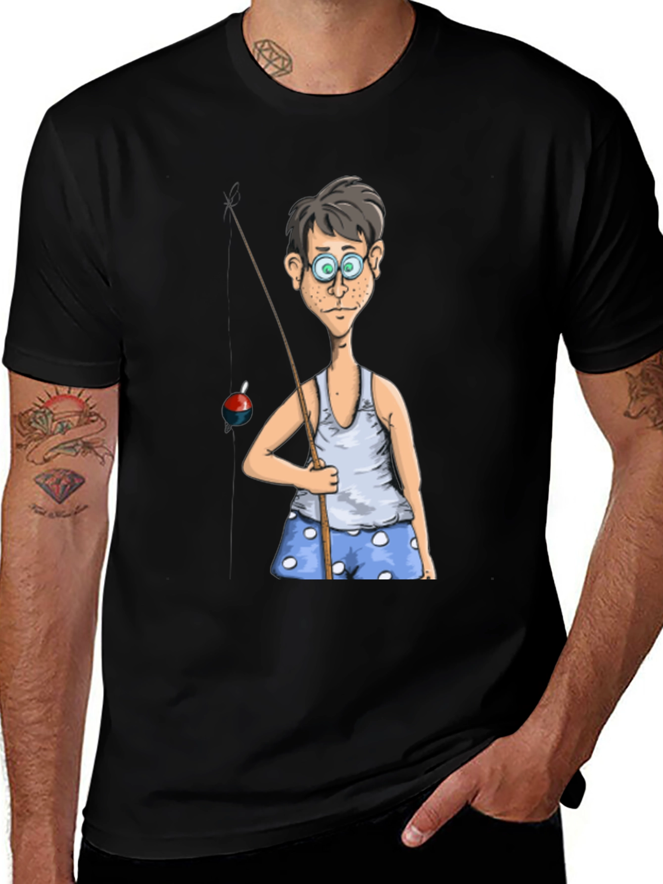 Variant 18 of Funny Cartoon Fisherman Graphic T-Shirt