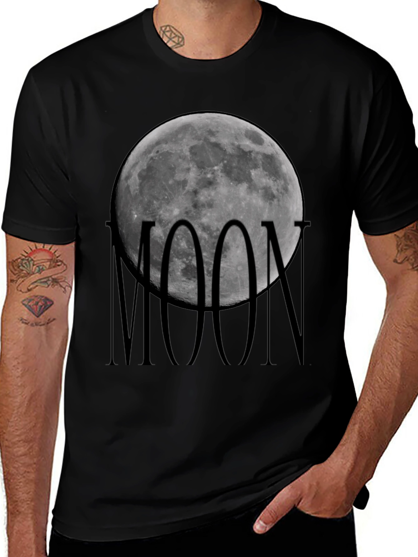 Variant 21 of Moon Graphic Black T-Shirt - Celestial Style
