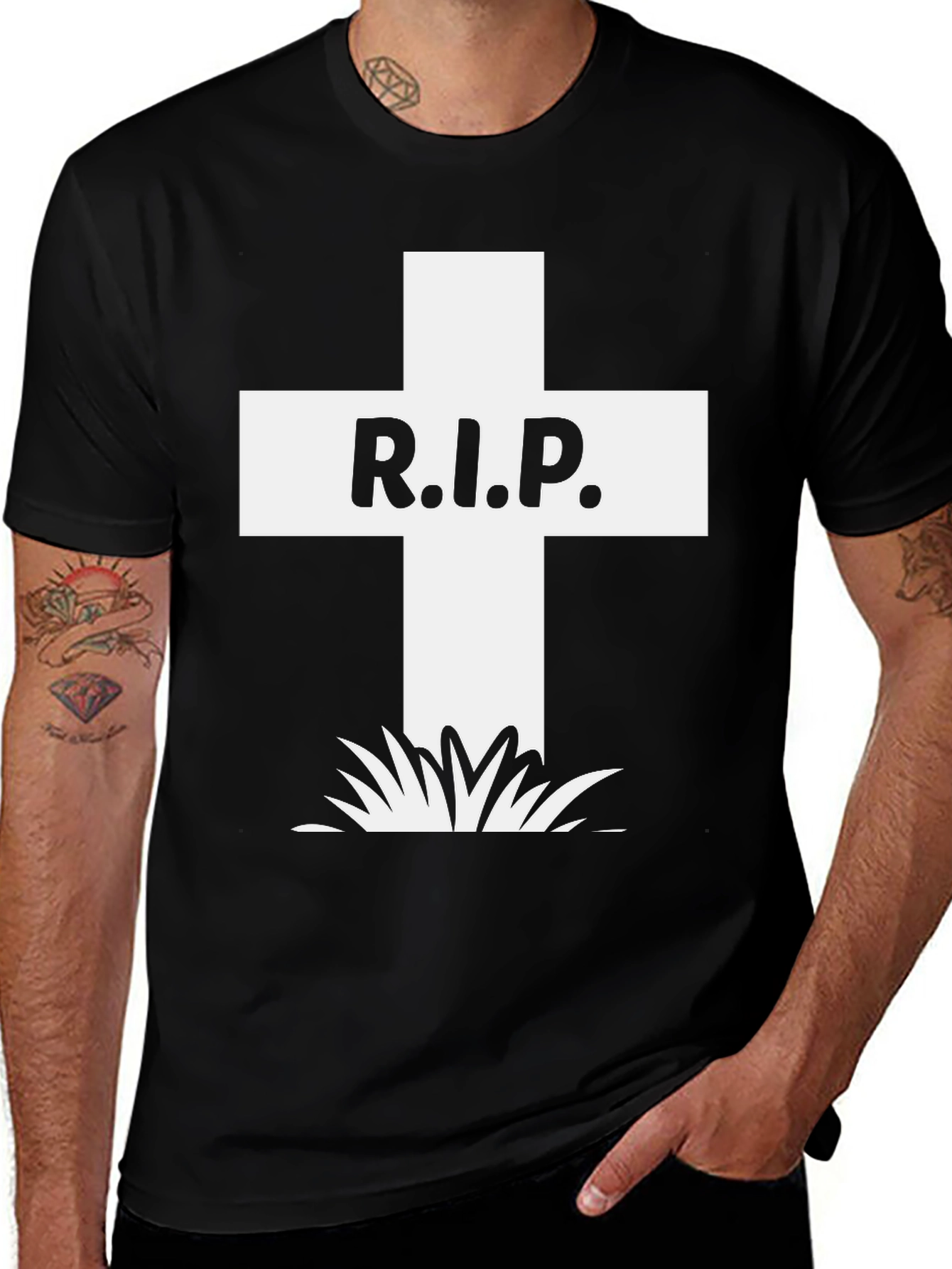 Variant 10 of R.I.P. Tombstone Graphic Tee - Black