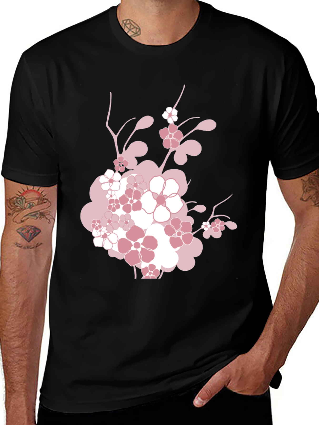 Variant 17 of Floral Blossom Black T-Shirt