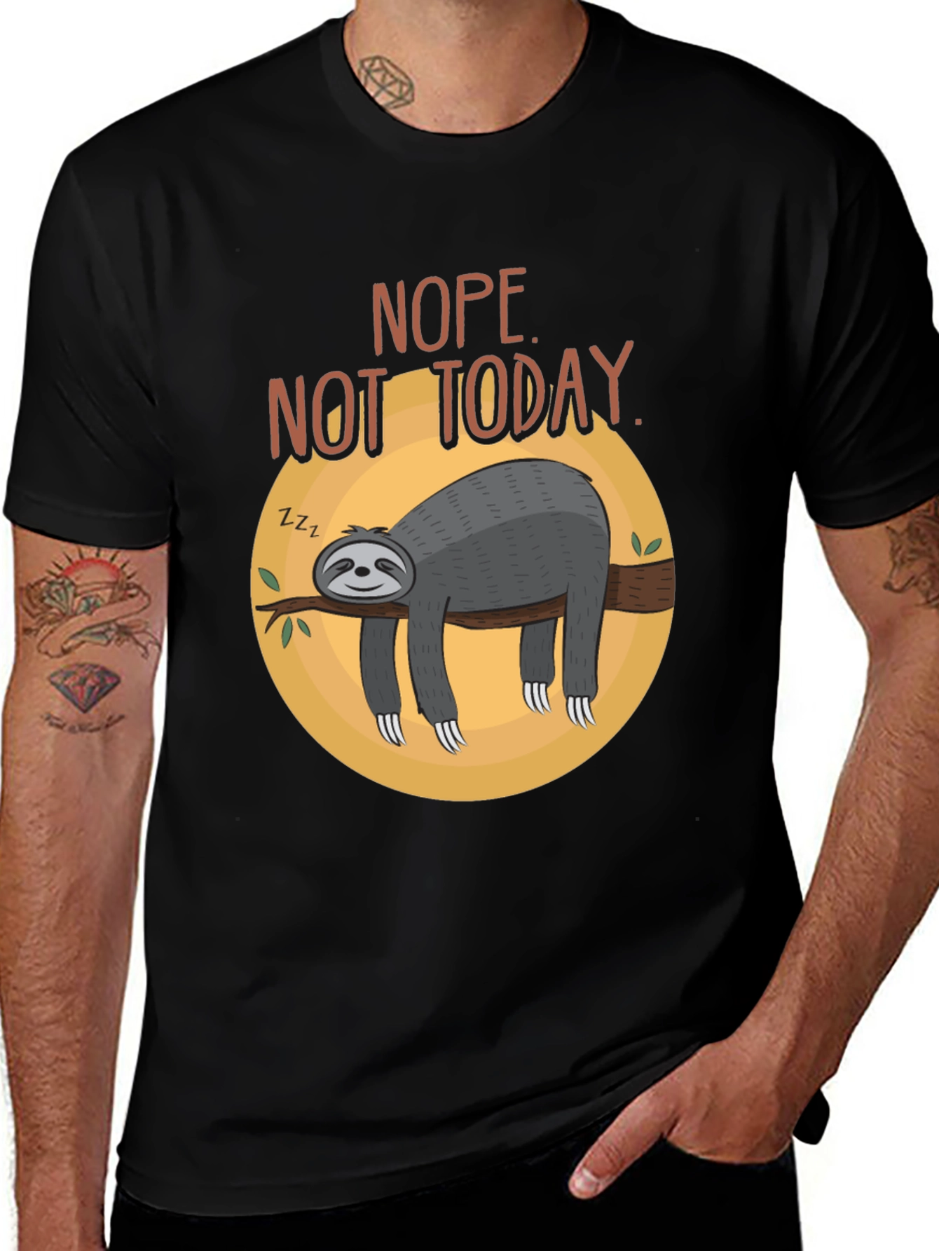 Variant 22 of Nope Not Today Sloth Graphic Tee - Relaxed Style