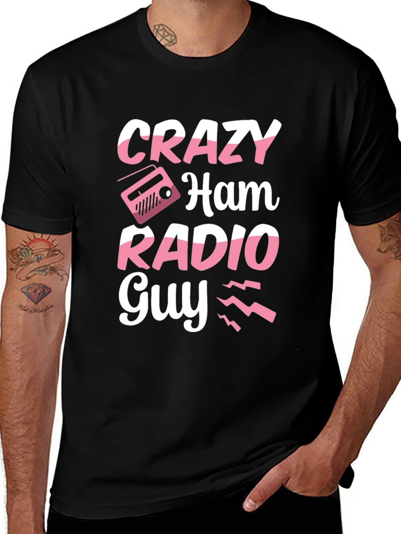 Crazy Ham Radio Guy T-Shirt - Black