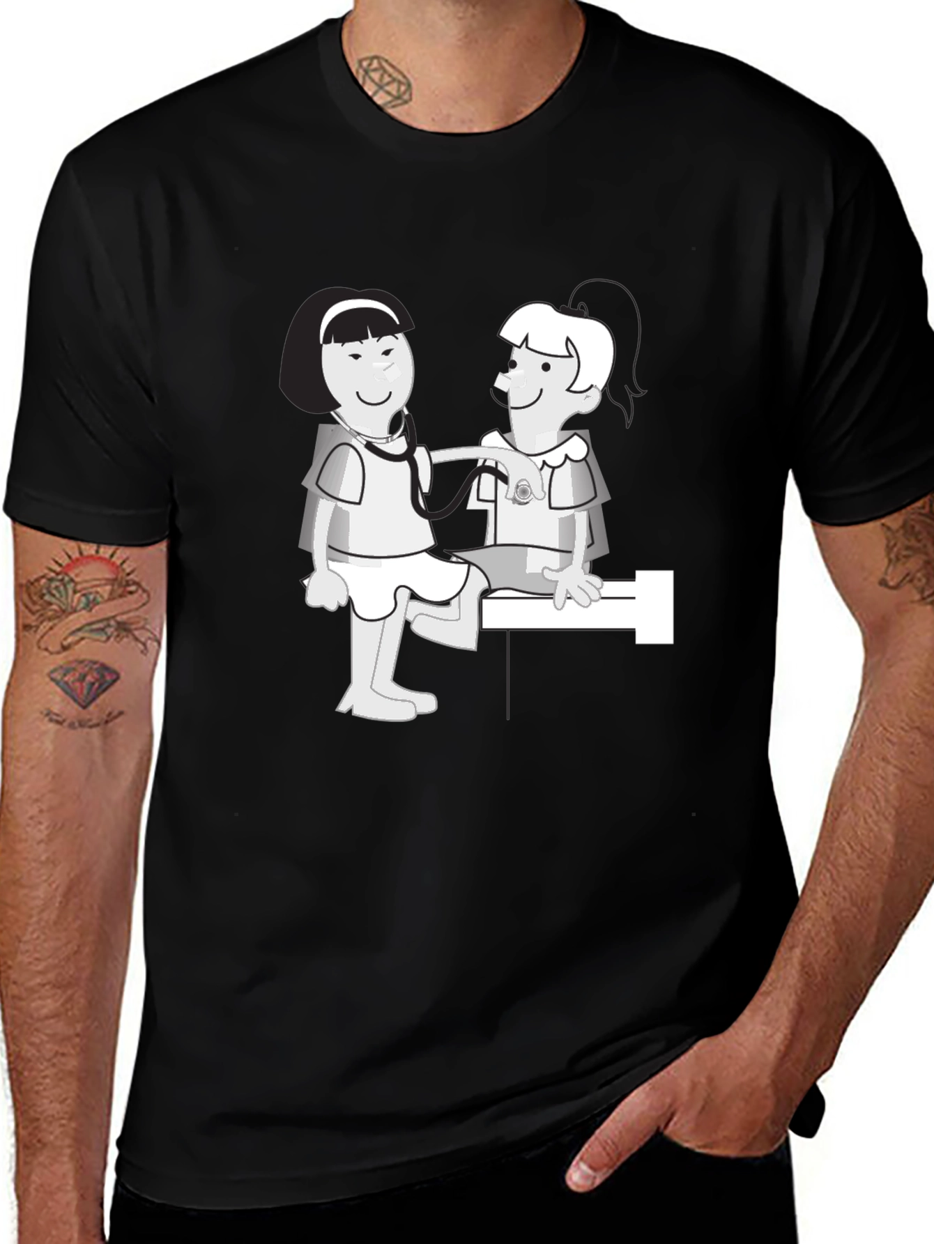 Variant 15 of Cartoon Nurse Graphic T-Shirt - Classic Crew Neck