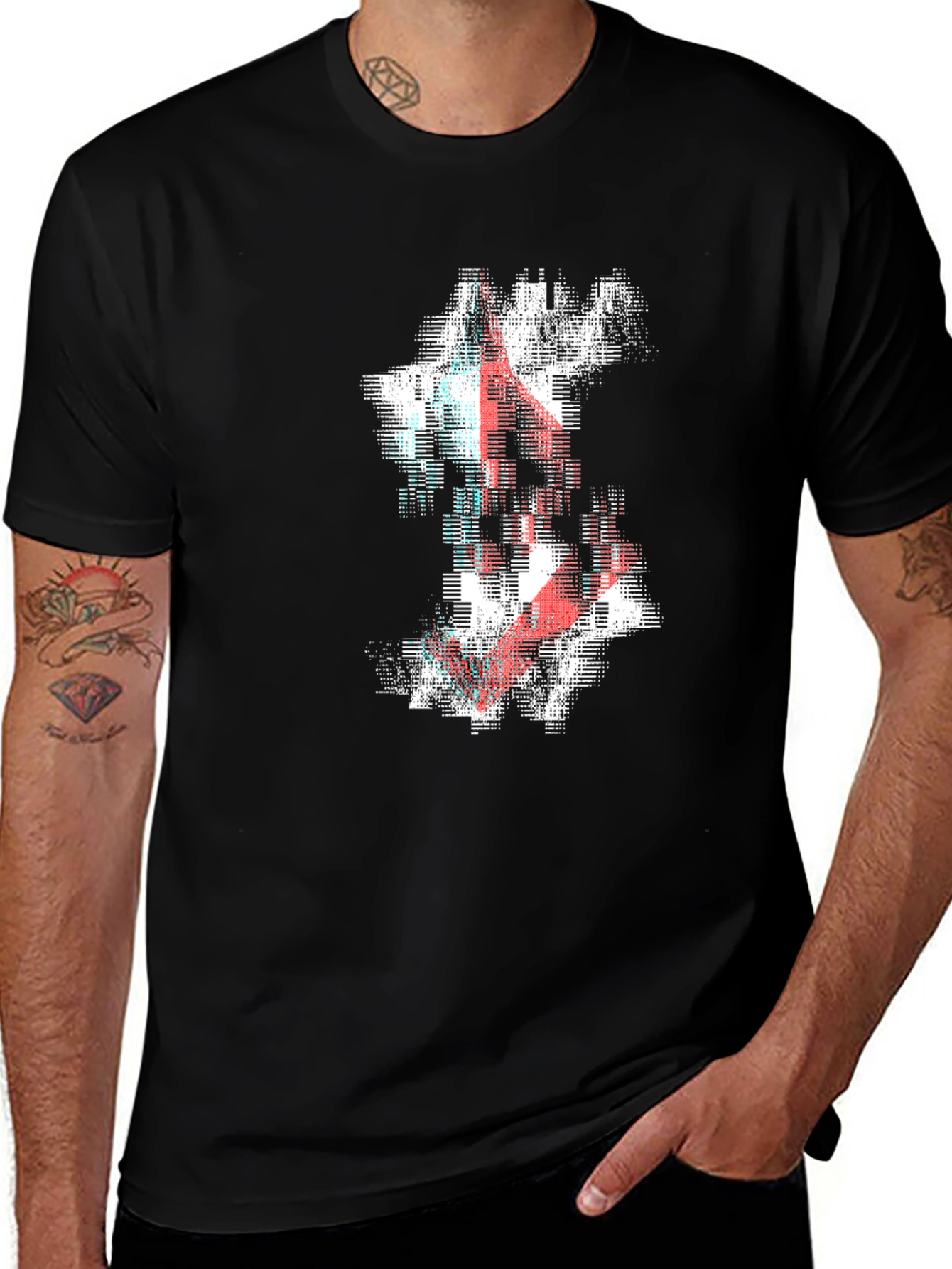 Variant 2 of Abstract Glitch Graphic Tee - Modern Black T-Shirt