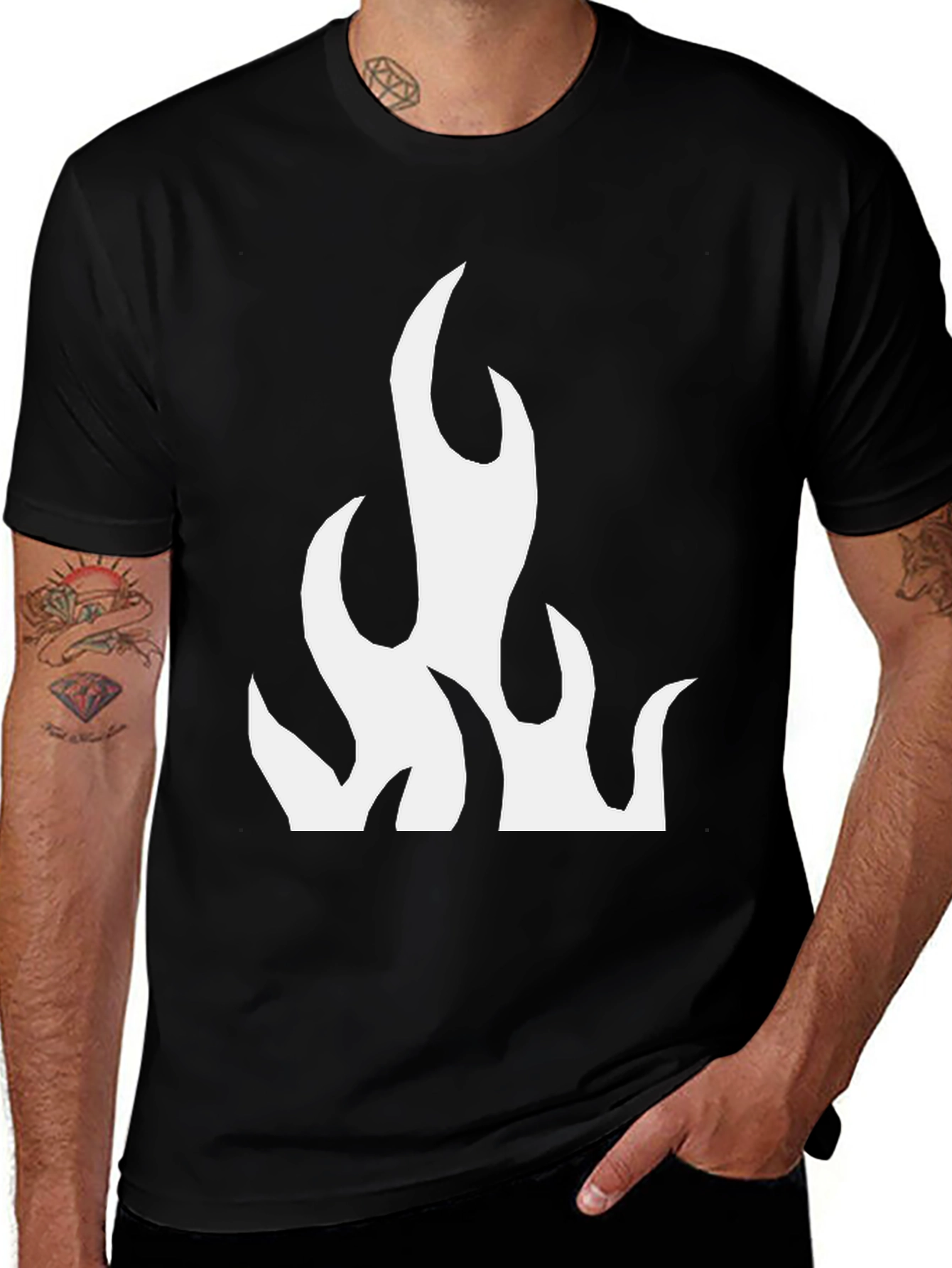 Variant 6 of Flame Graphic Black T-Shirt - Casual Style