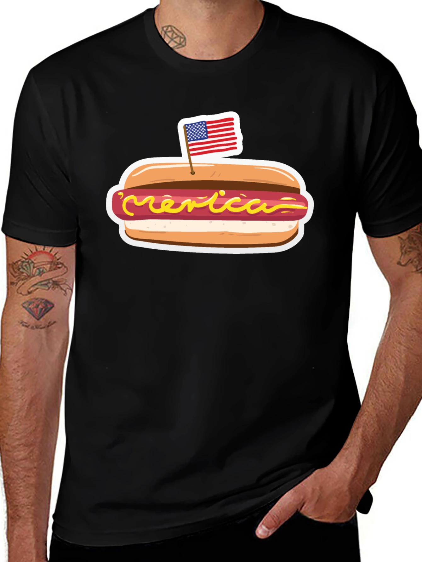 Variant 9 of America Hot Dog Black T-Shirt