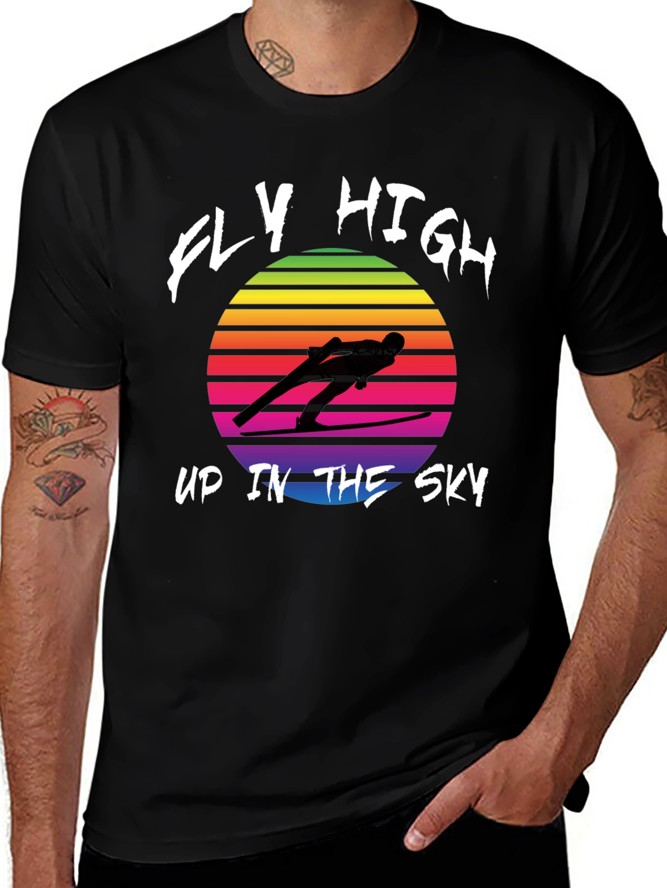 Variant 11 of Retro Ski Jumper T-Shirt - Fly High Design