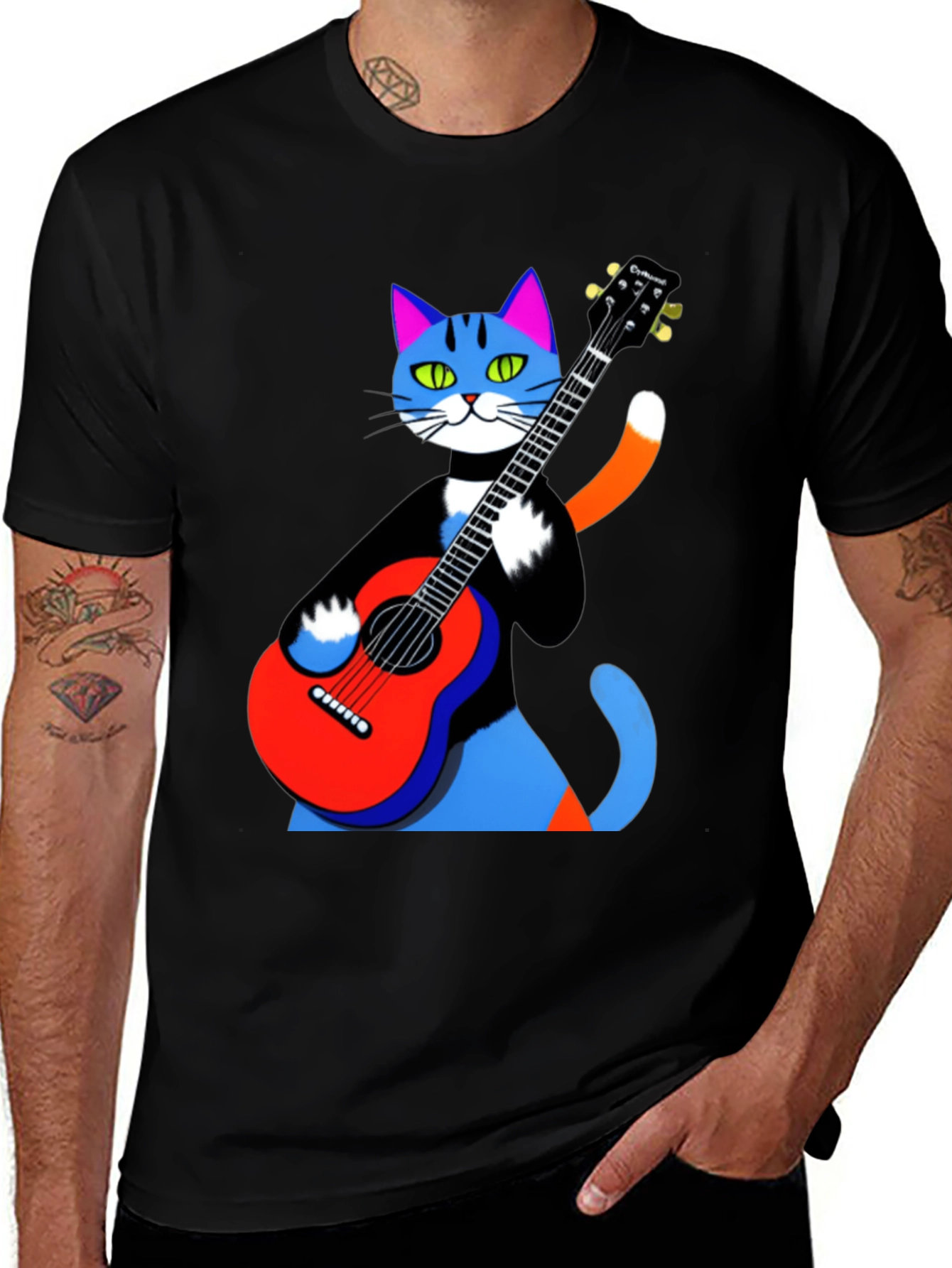 Variant 6 of Cat Guitarist T-Shirt - Funky Music Lover Tee