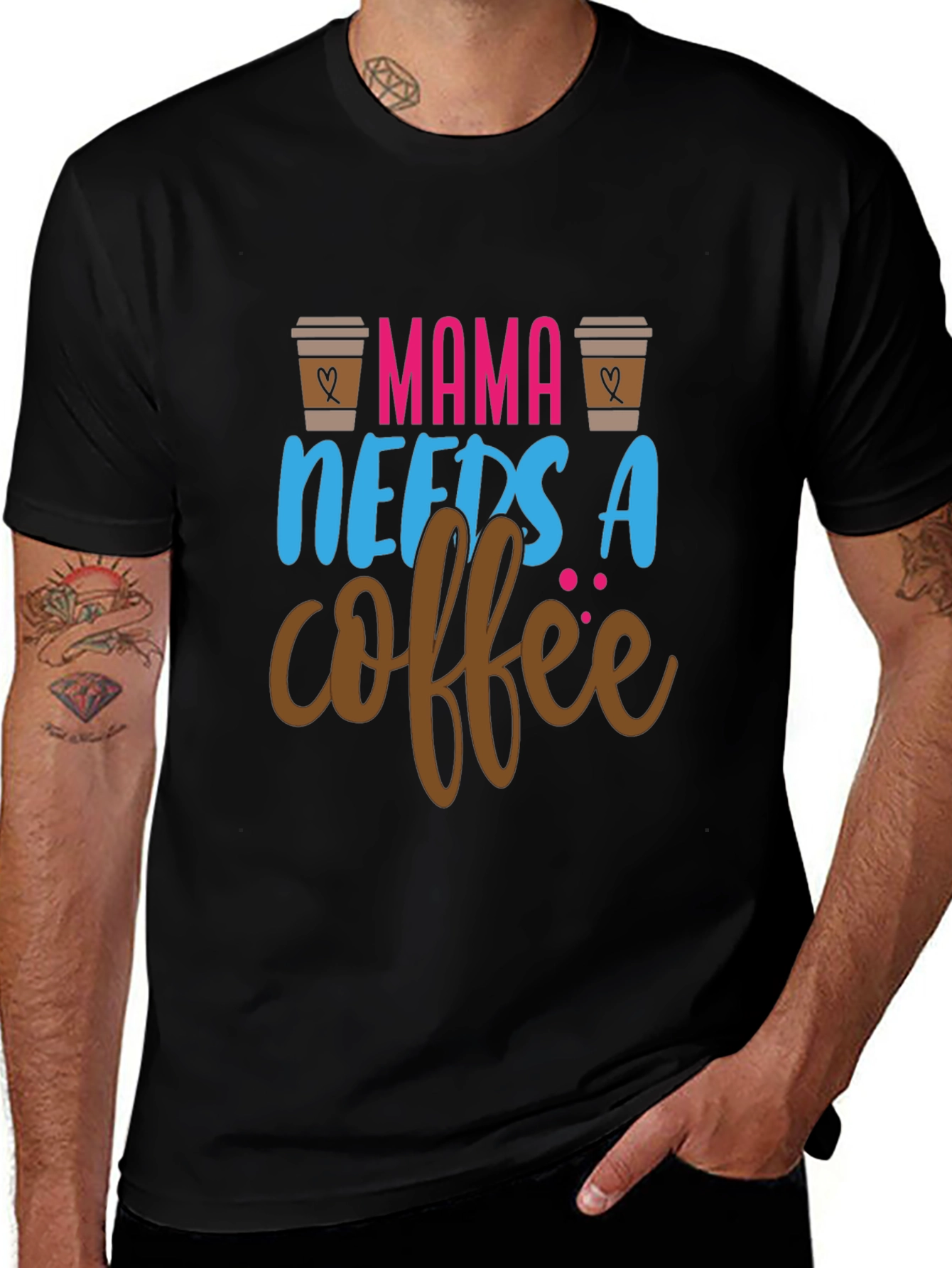 Variant 21 of Mama Needs Coffee Graphic Tee - Black Unisex T-Shirt