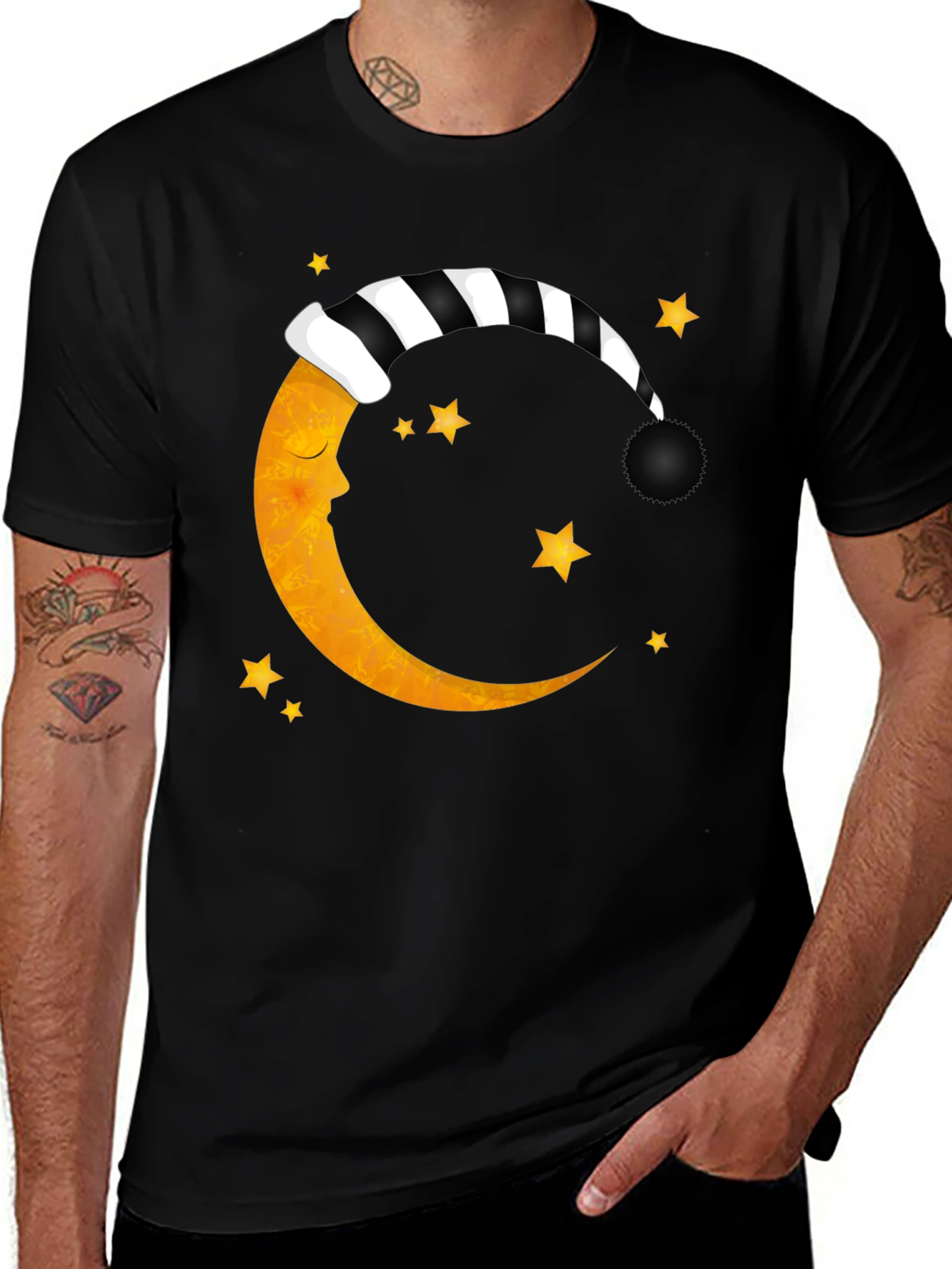 Variant 28 of Sleepy Moon Graphic T-Shirt - Black