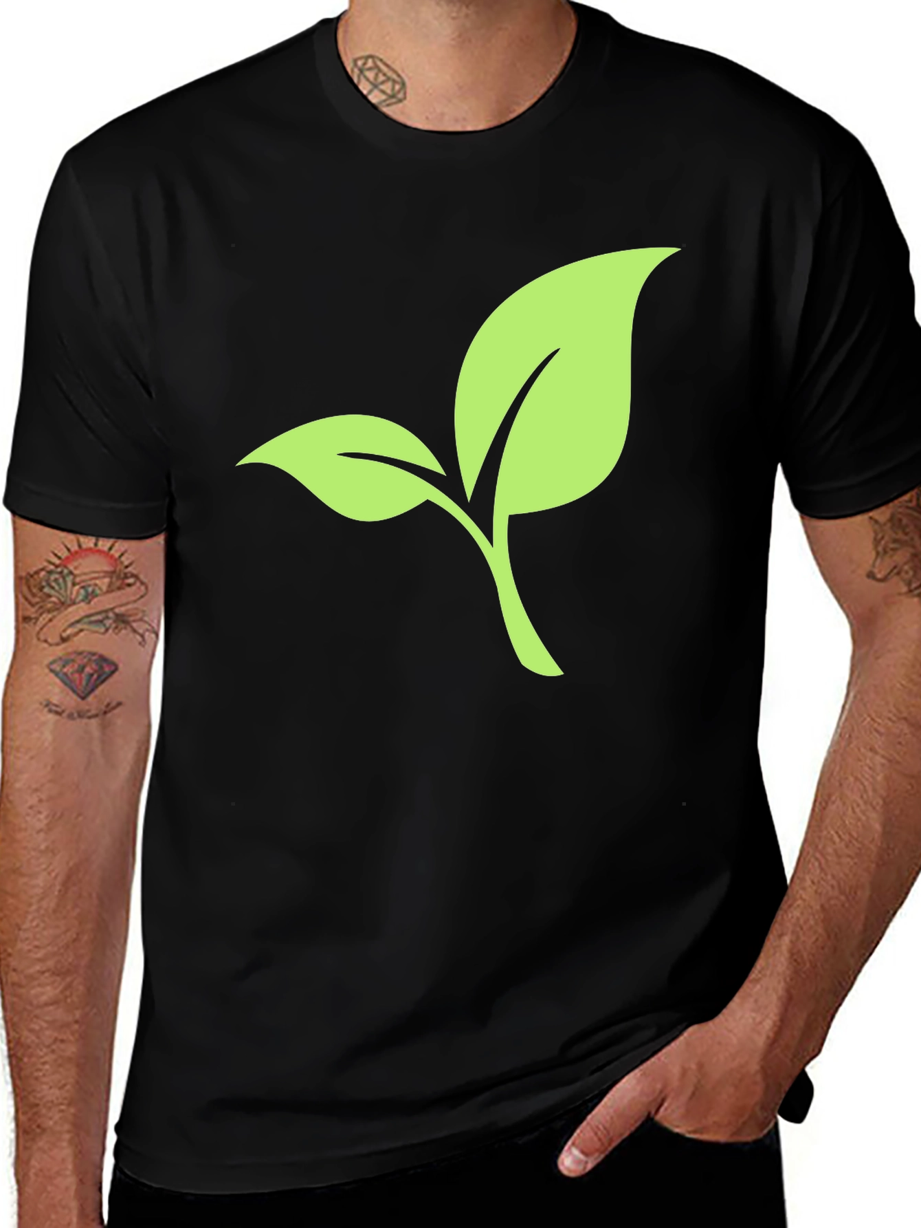 Leaf Graphic Black T-Shirt