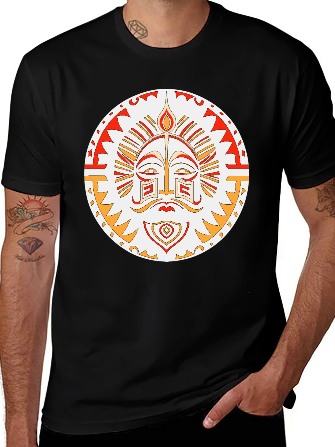 Variant 5 of Tribal Sun Graphic T-Shirt - Unique Design