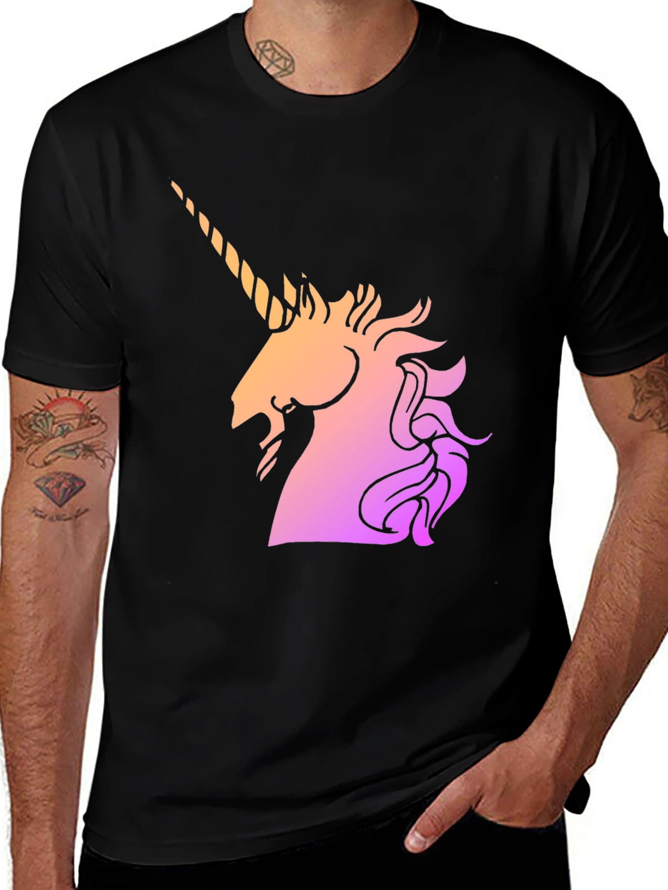 Variant 15 of Unicorn Graphic Tee - Stylish Black Cotton T-Shirt