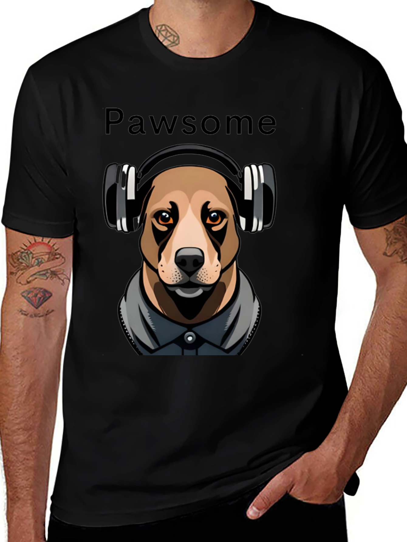 Variant 17 of Pawsome Dog T-Shirt with Headphones