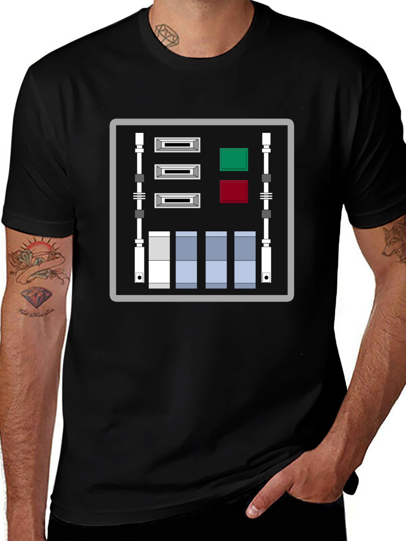 Darth Vader Chest Plate Graphic Tee - Sci-Fi T-Shirt