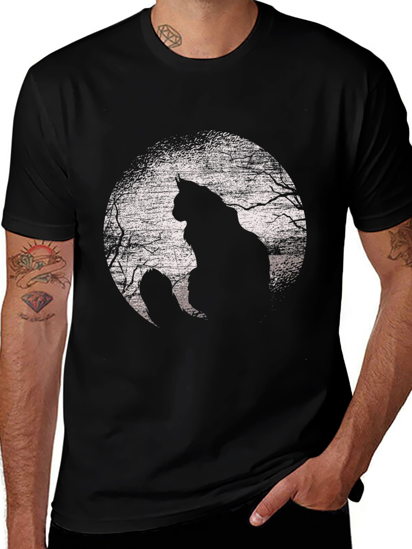 Variant 19 of Cat Silhouette Moon Graphic T-Shirt