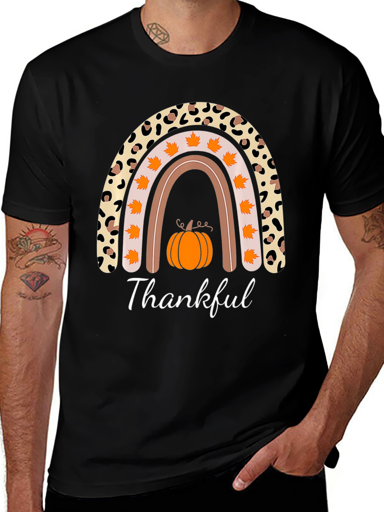 Variant 27 of Thankful Rainbow Pumpkin Graphic Tee
