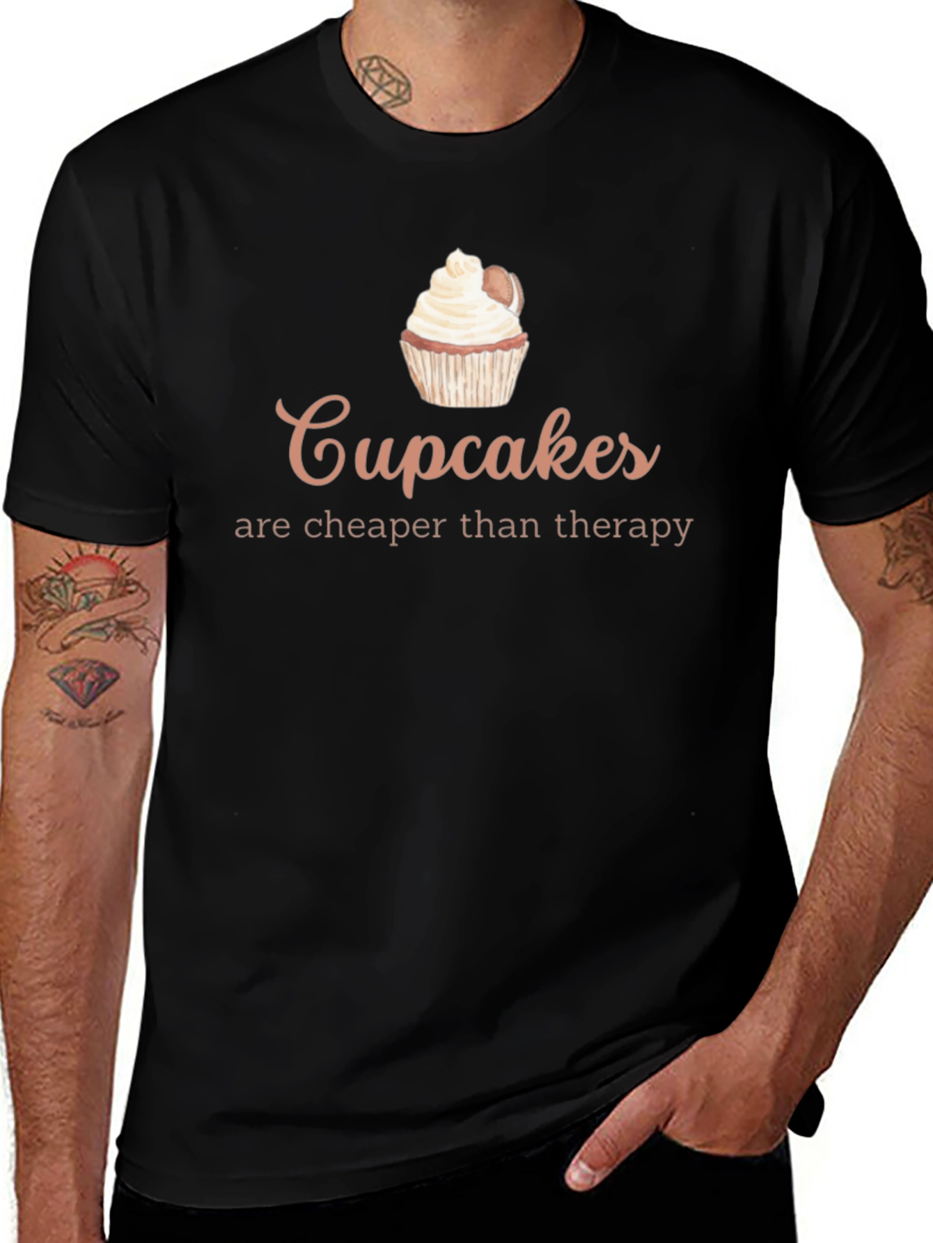Variant 2 of Cupcakes Therapy Black T-Shirt