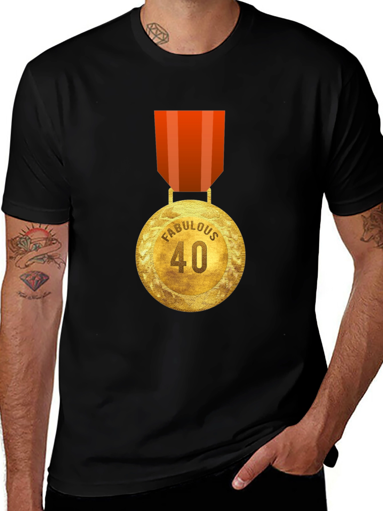 Variant 5 of Fabulous 40 Birthday Medal T-Shirt