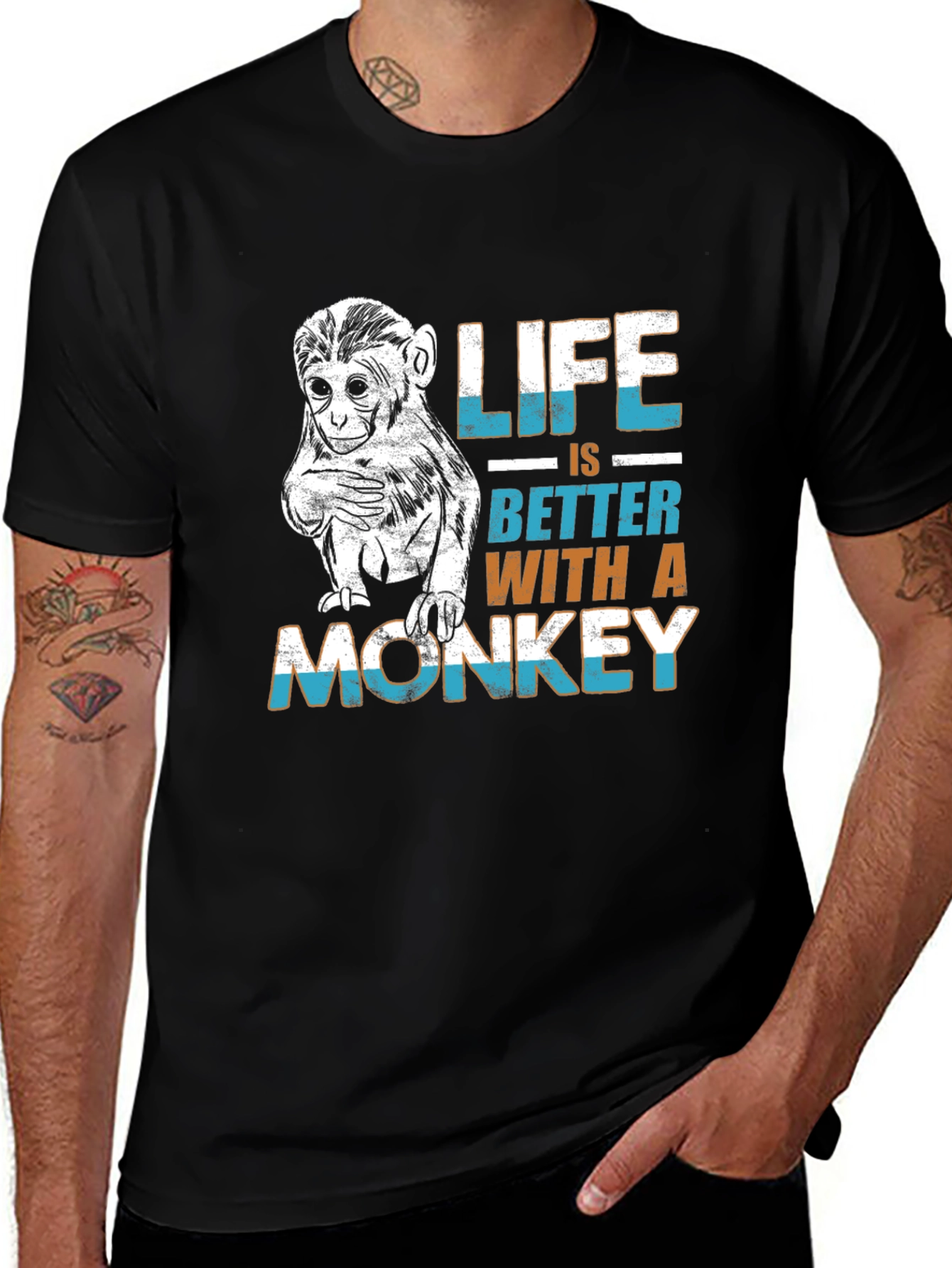 Variant 11 of Life is Better Monkey Graphic Tee
