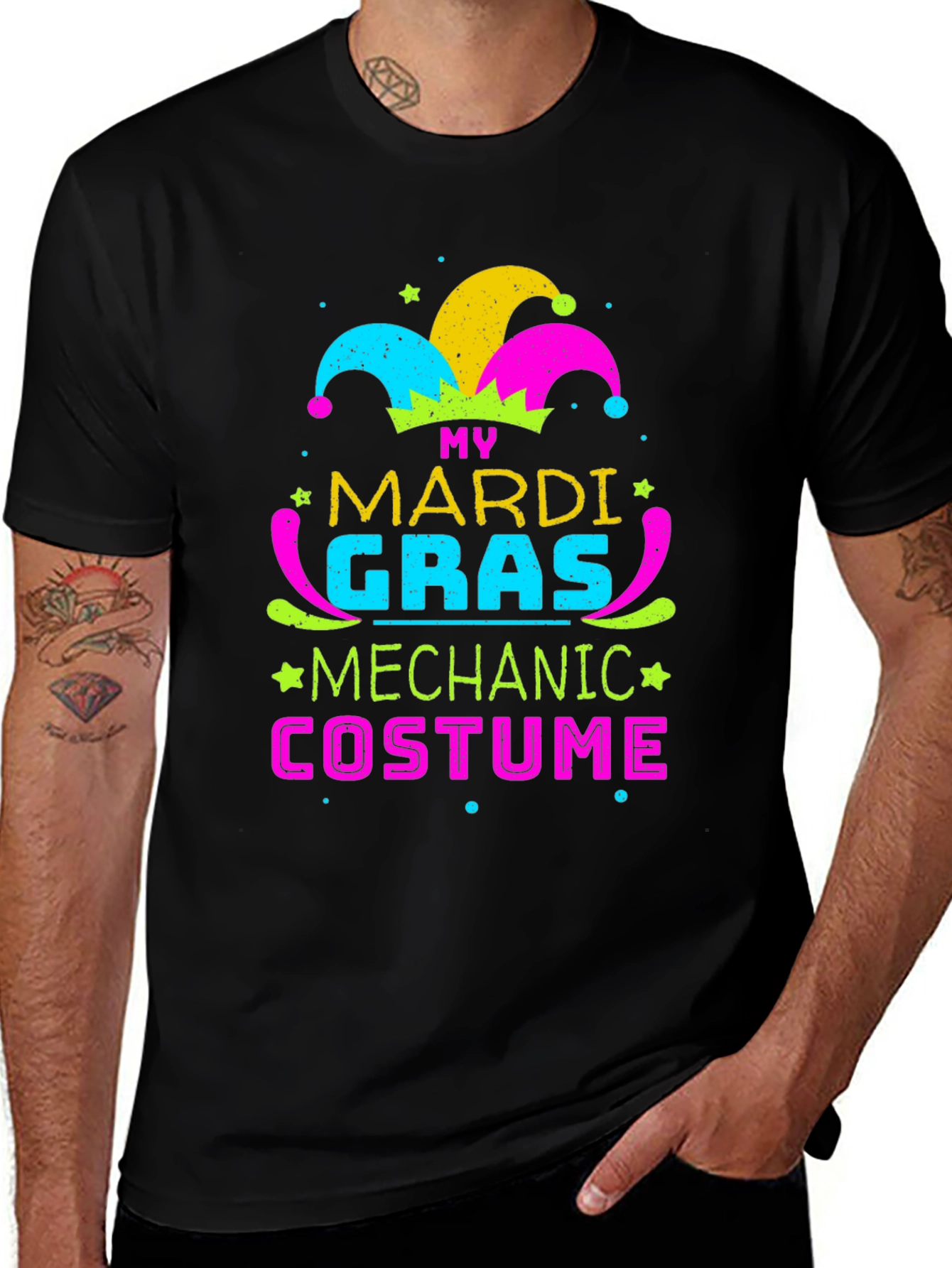 Mardi Gras Mechanic Costume Graphic T-Shirt