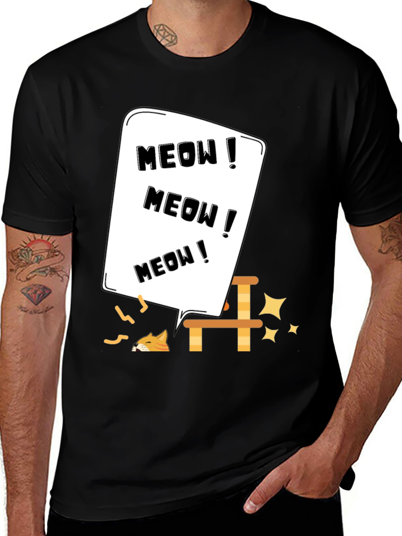 Variant 10 of Meow Cat Lover T-Shirt Black