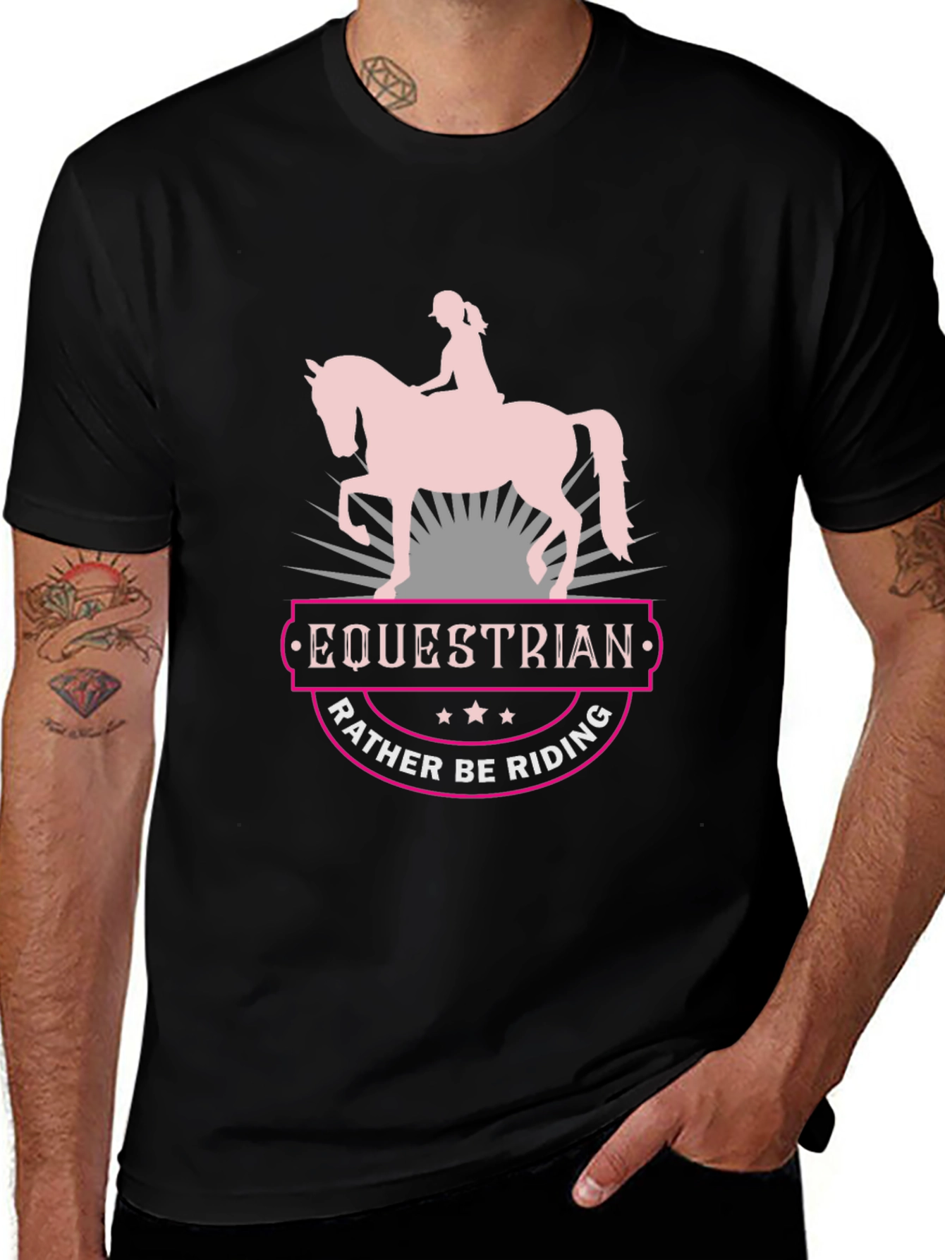 Equestrian Rather Be Riding Black T-Shirt