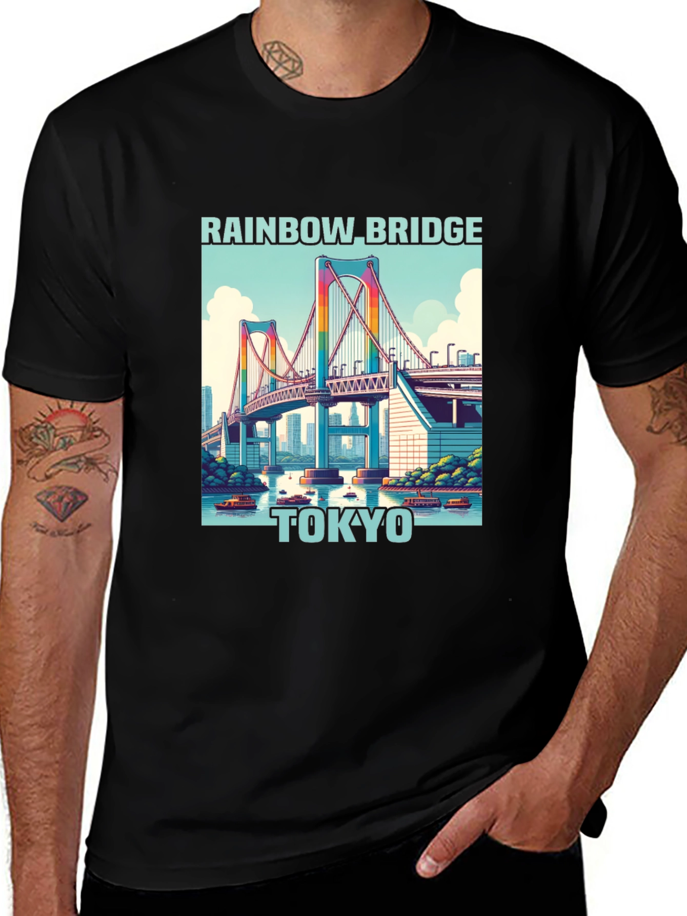 Rainbow Bridge Tokyo Black T-Shirt