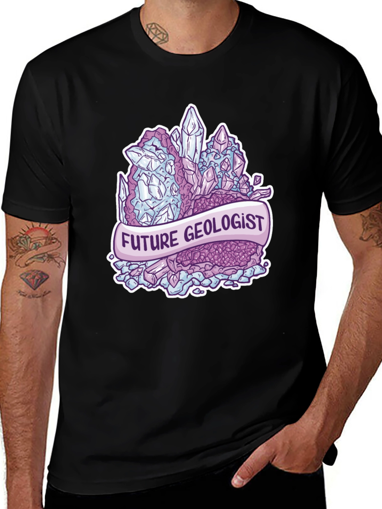 Variant 14 of Future Geologist Crystal T-Shirt - Black Cotton Tee