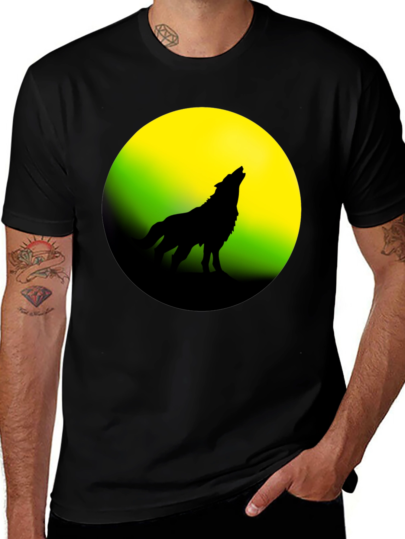 Variant 26 of Wolf Howling at Moon Graphic Tee