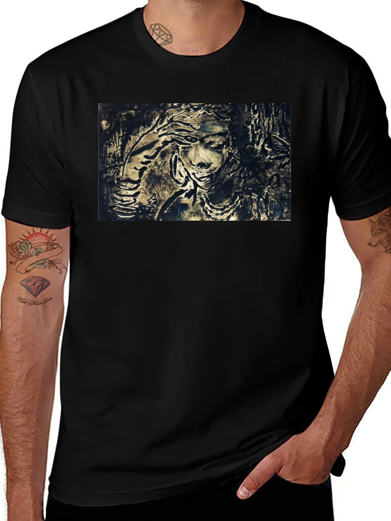 Variant 9 of Artistic Woman Graphic Black T-Shirt