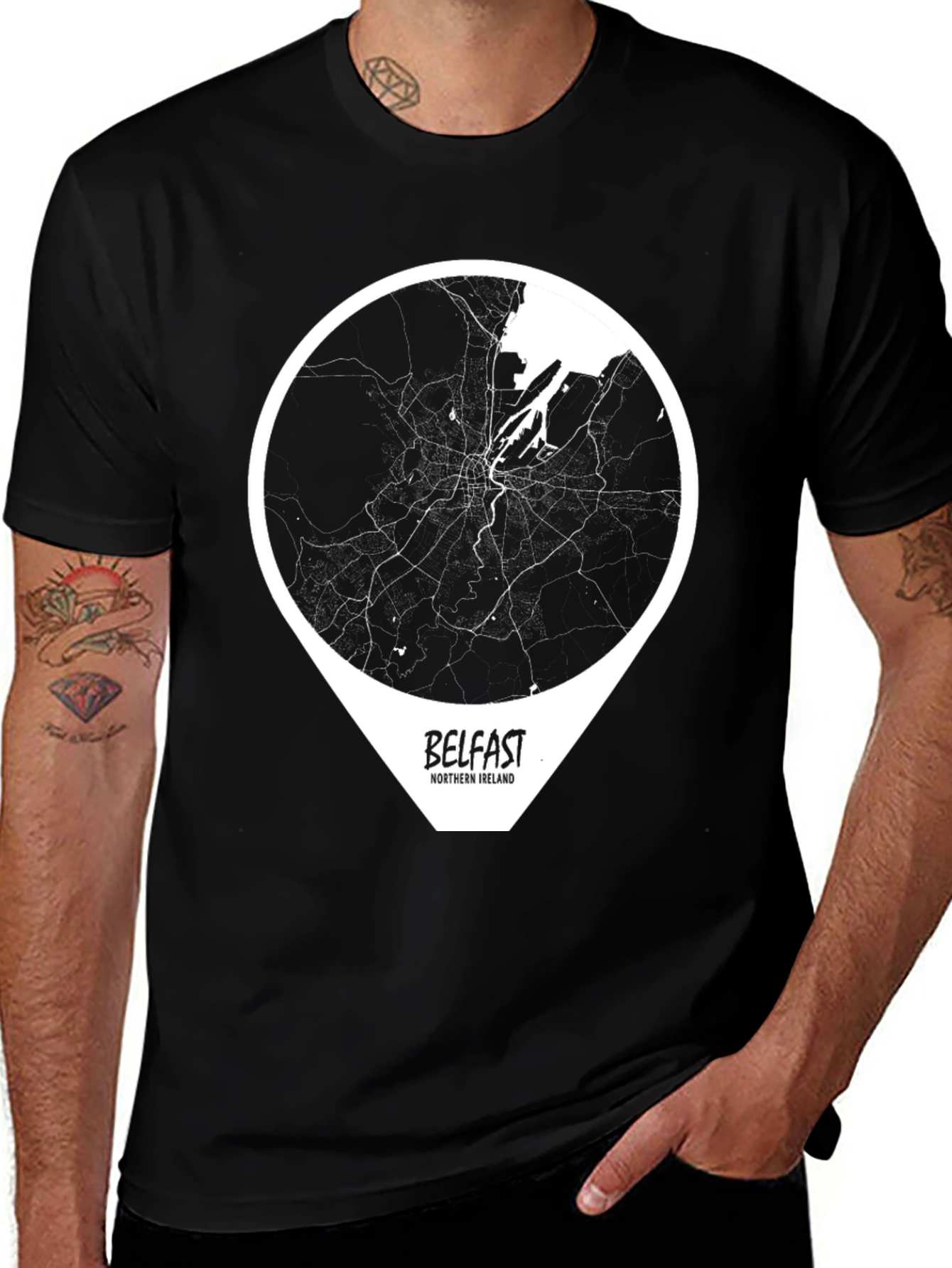 Belfast City Map T-Shirt - Northern Ireland Tee