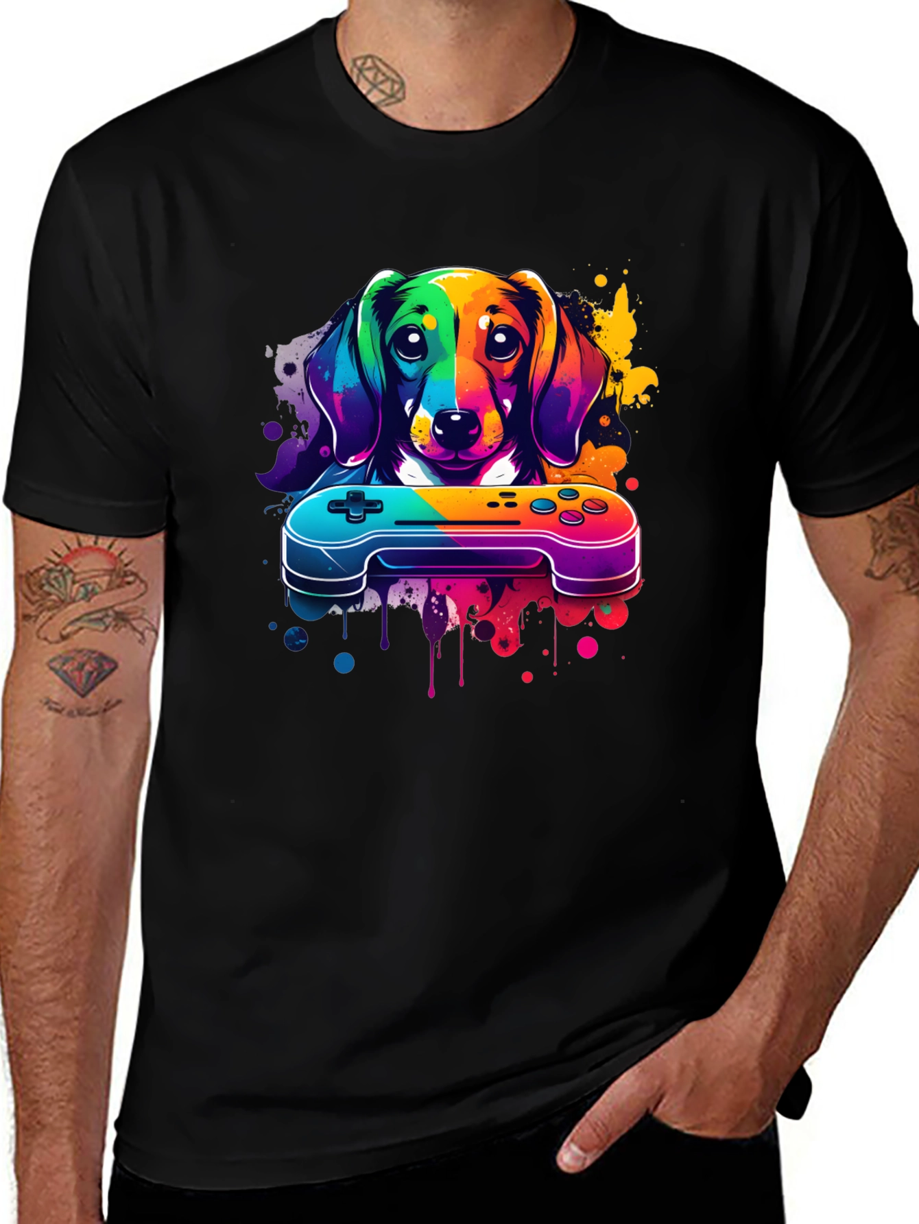 Variant 30 of Colorful Dachshund Gamer T-Shirt