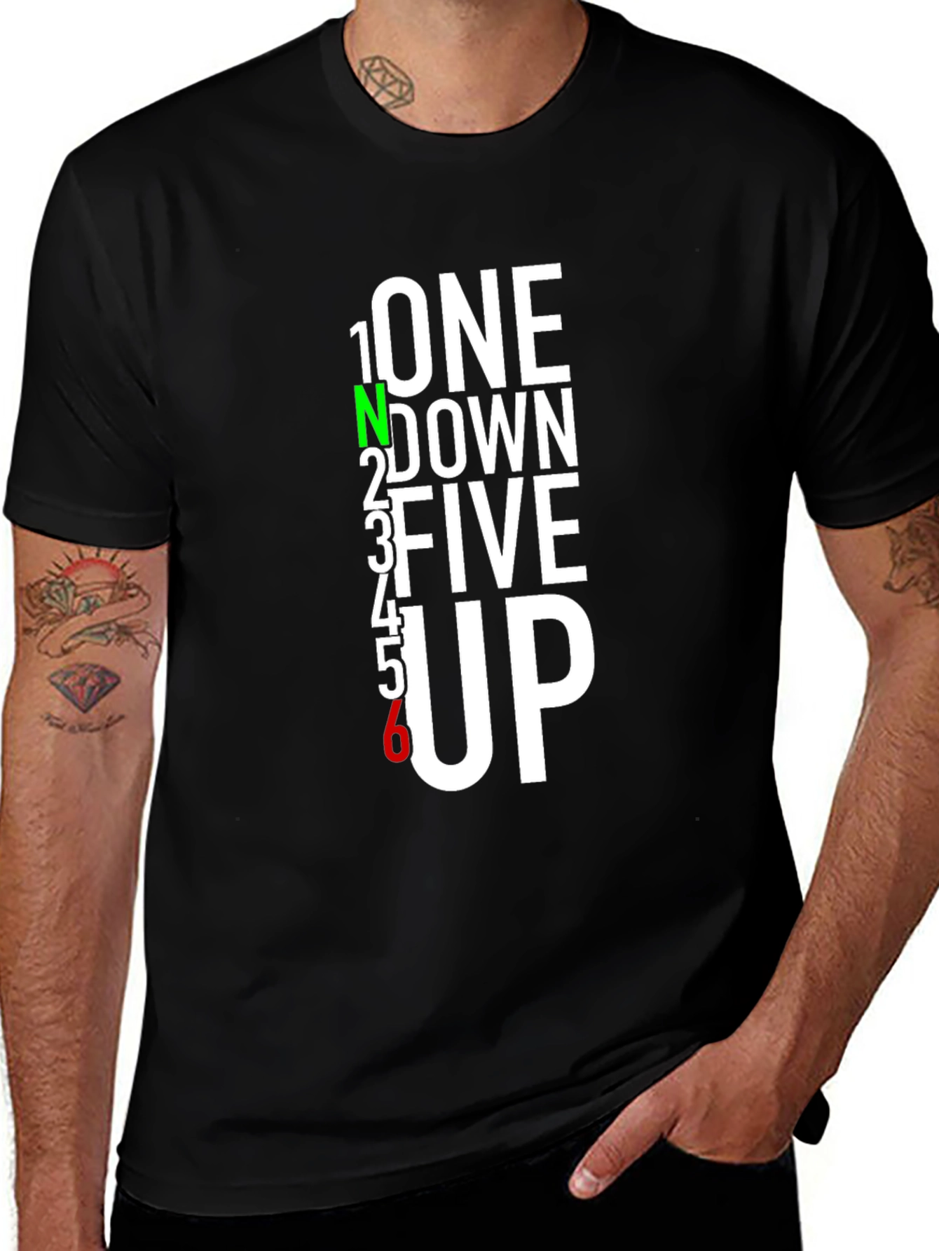 Variant 22 of Motorcycle Gear Shift T-Shirt - One Down Five Up