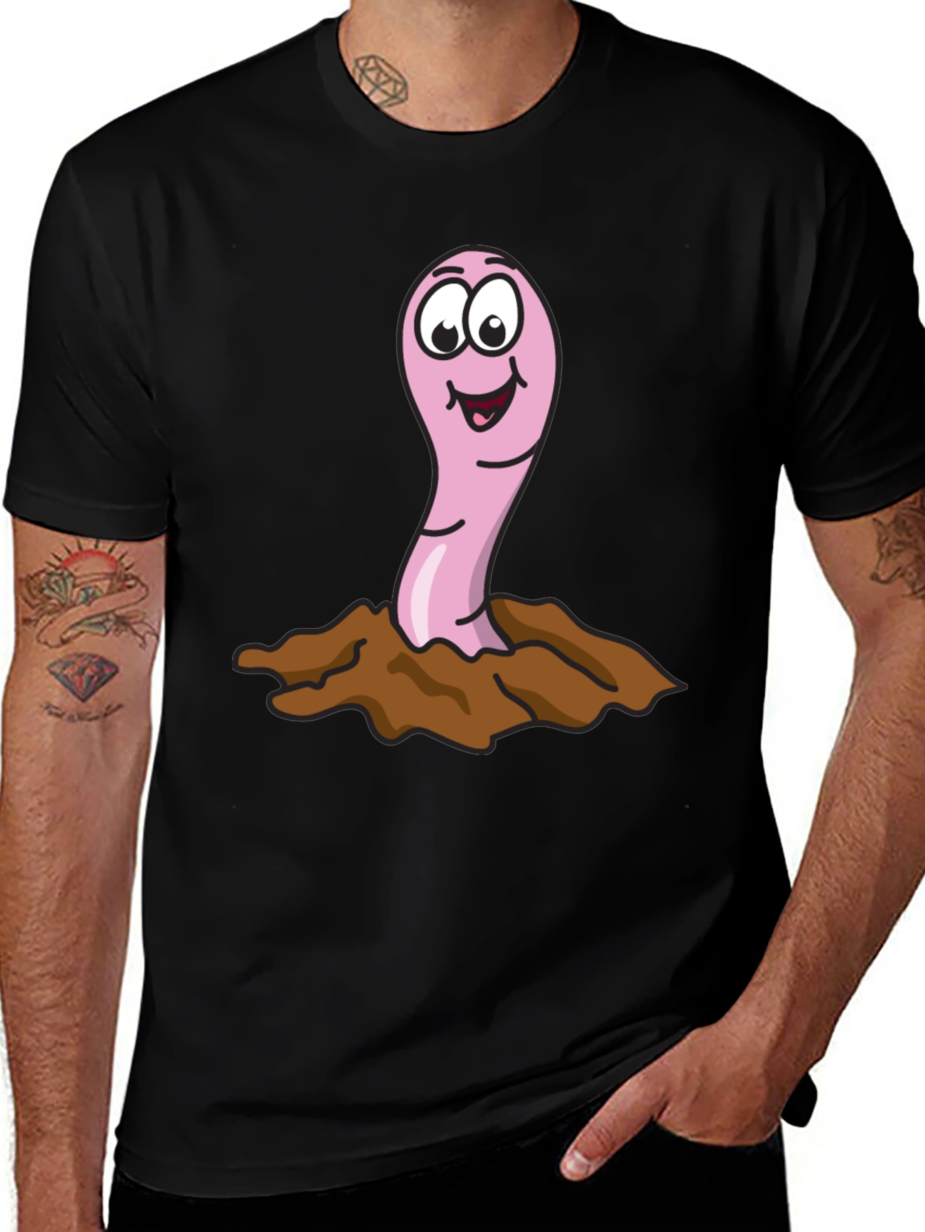 Variant 16 of Funny Worm T-Shirt - Cartoon Earthworm Tee