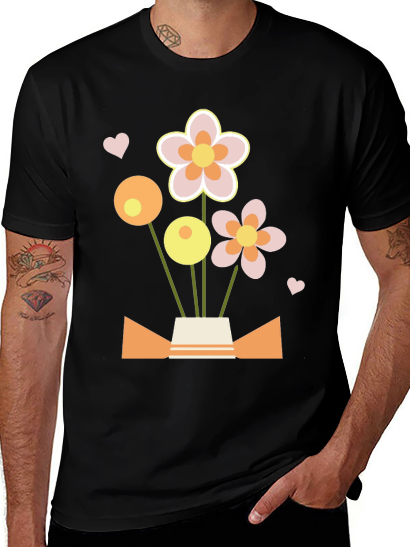 Variant 25 of Floral Bouquet Graphic Tee - Black