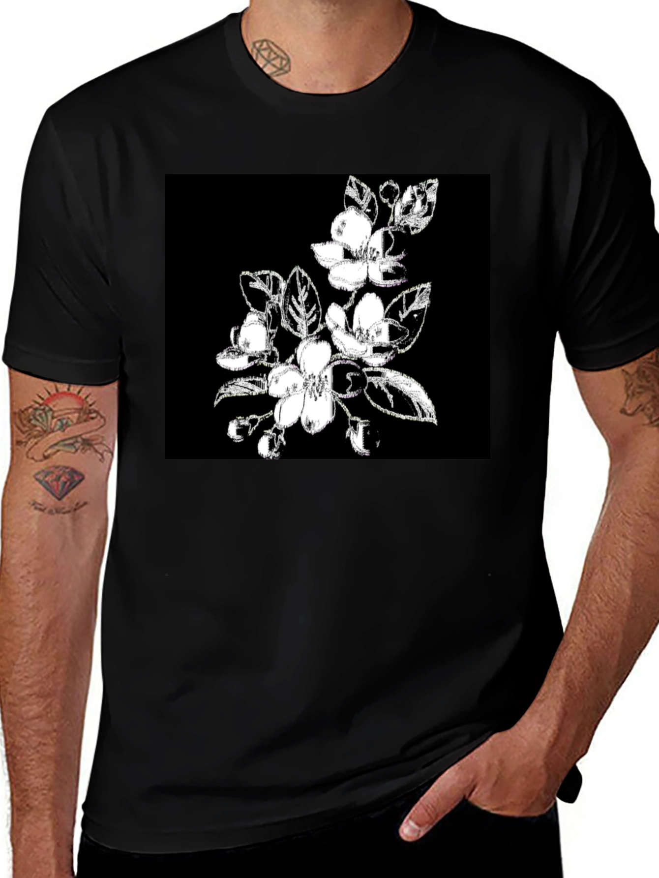 Variant 11 of Floral Graphic Black T-Shirt