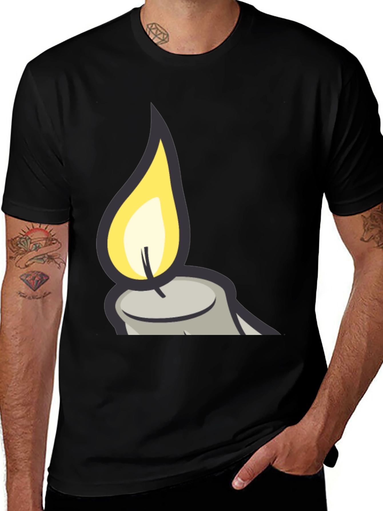 Variant 21 of Candle Flame Graphic Black T-Shirt