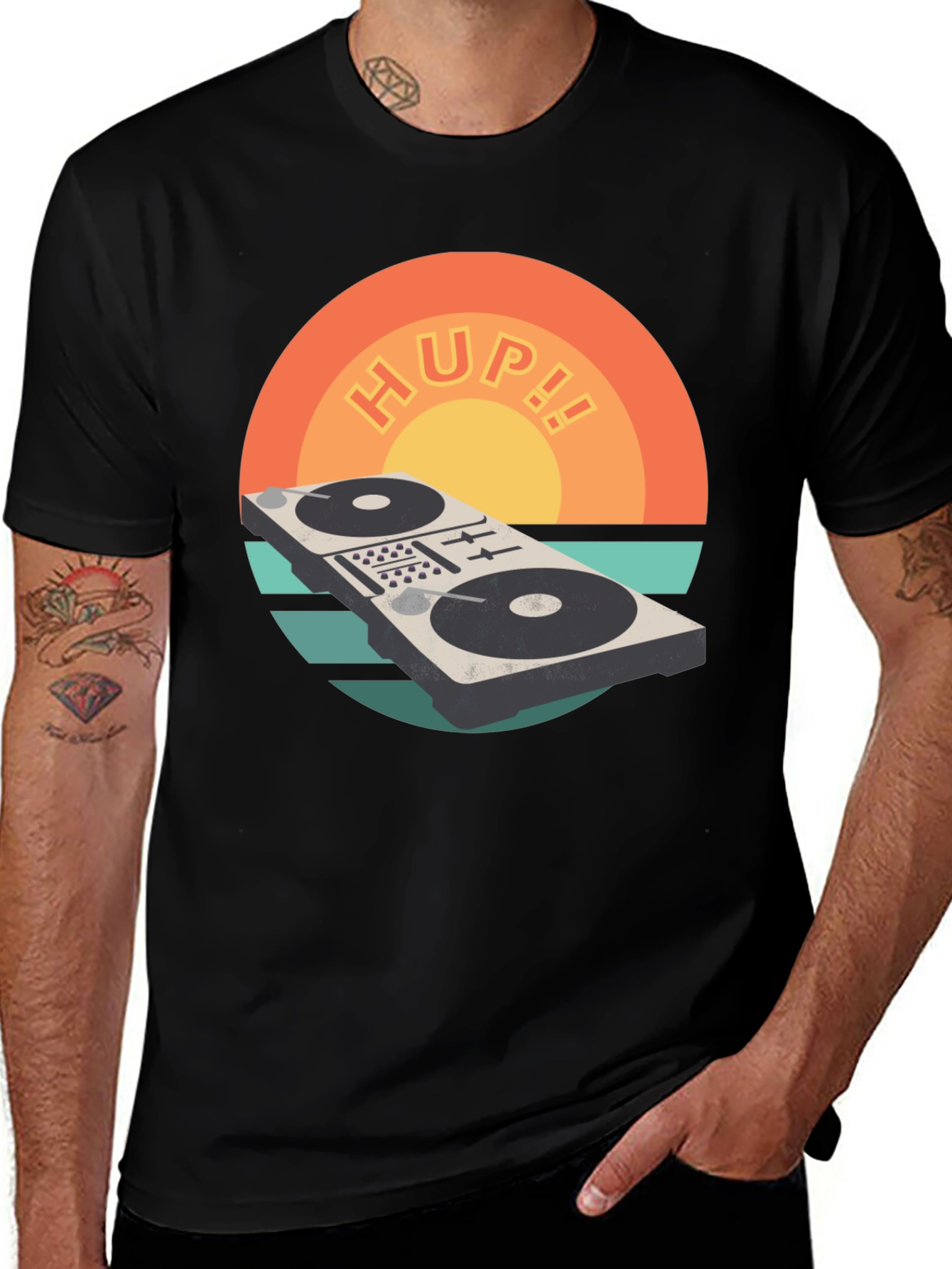 Black Retro DJ Mixer T-Shirt - HUP!! Graphic Tee main image