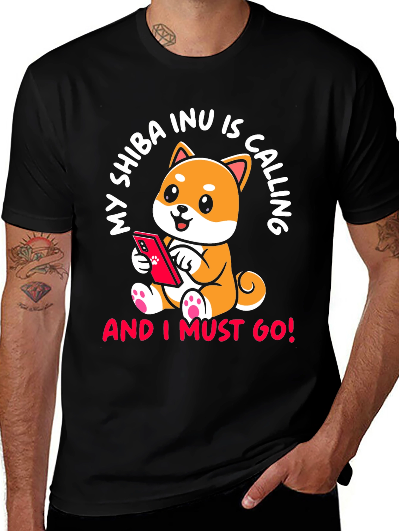 Shiba Inu Calling T-Shirt - Must Go!