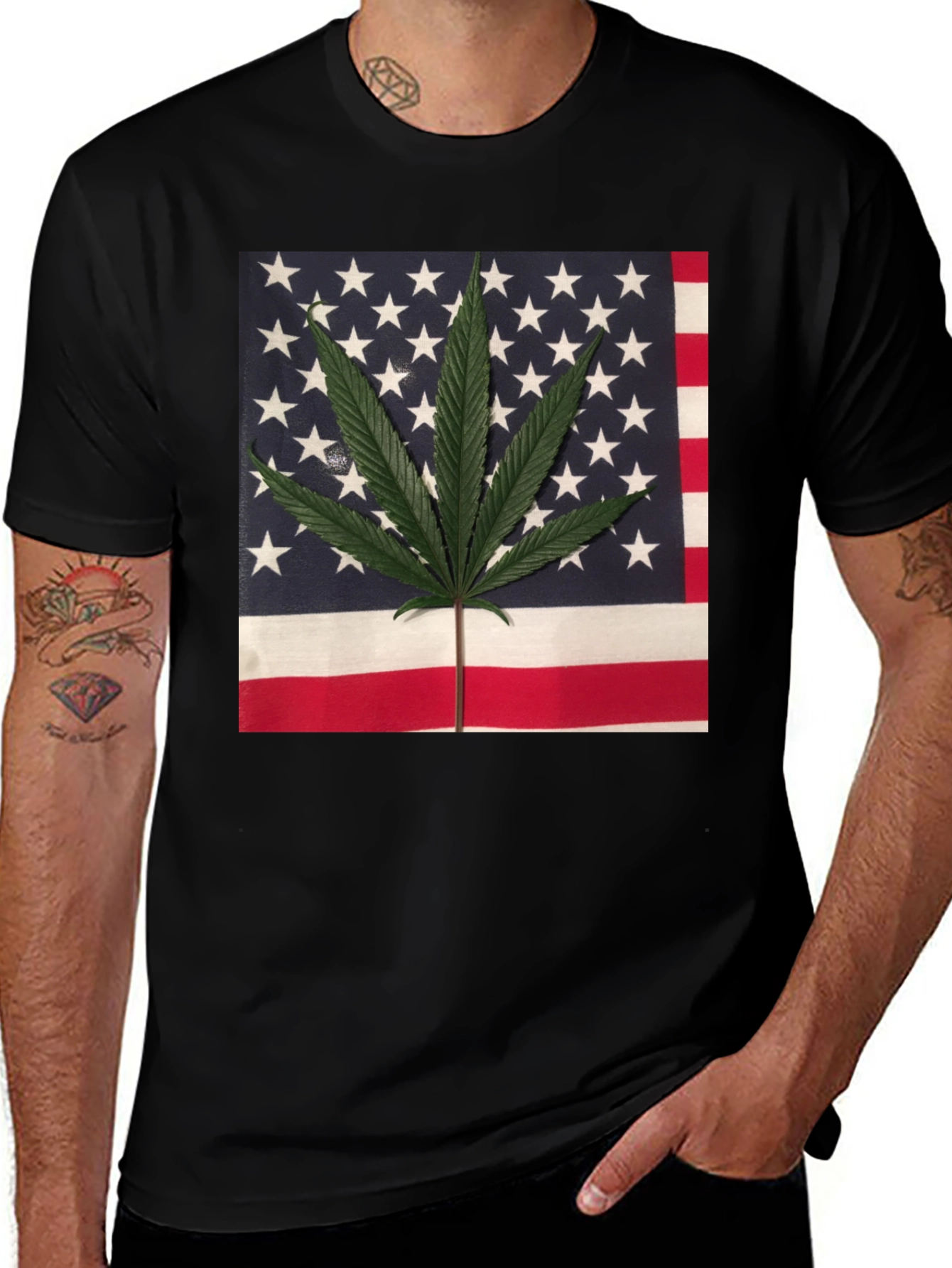 American Flag Marijuana Leaf T-Shirt