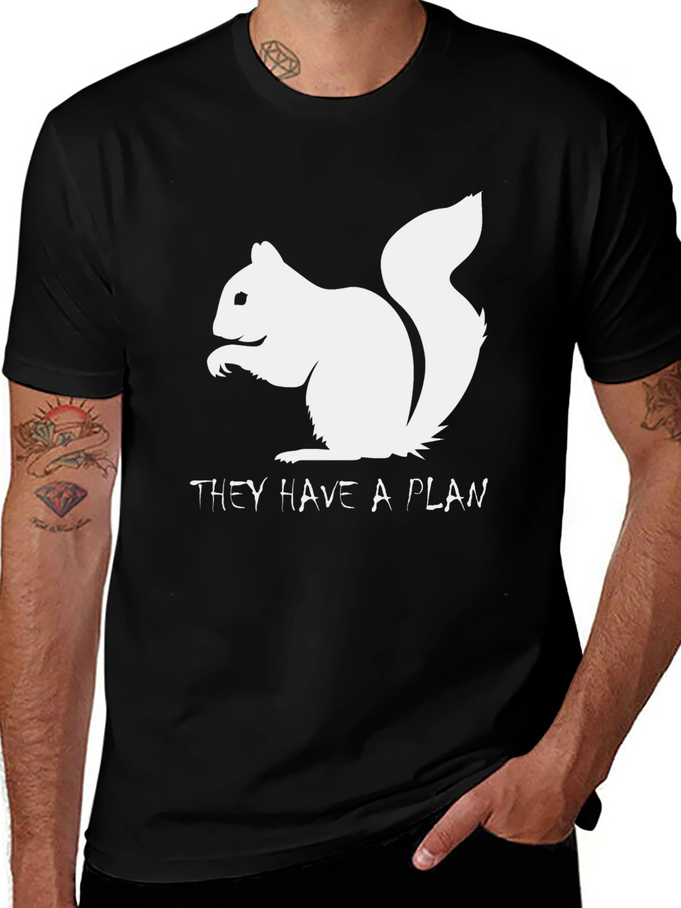 Variant 15 of Squirrel They Have A Plan Black T-Shirt