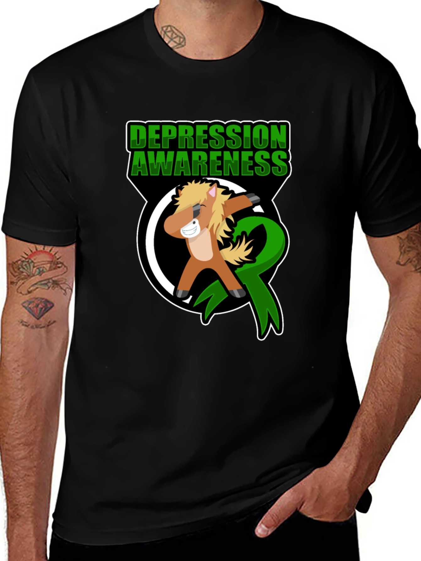 Variant 7 of Depression Awareness Horse Dabbing T-Shirt