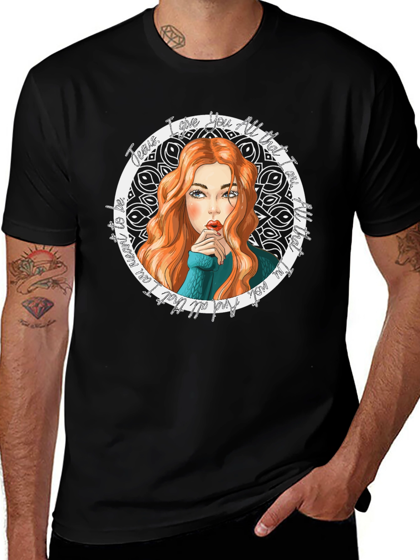 Variant 15 of Woman Graphic T-Shirt - Black Cotton Blend