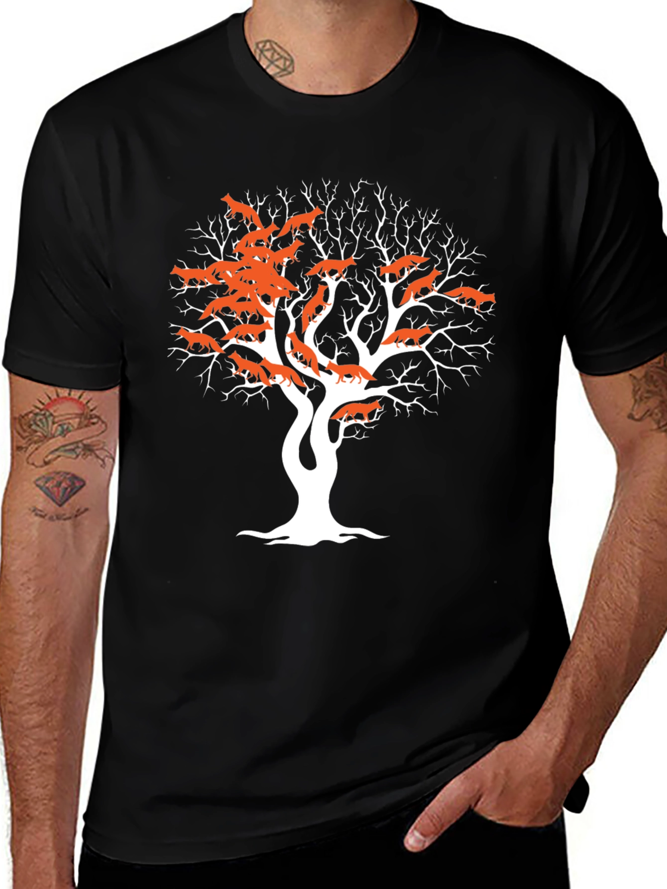 Variant 9 of Fox Tree Graphic Tee - Unique Nature Design
